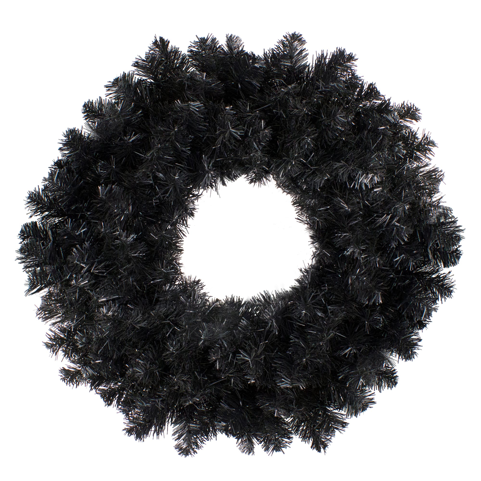 24&#x22; Black Unlit Colorado Spruce Artificial Halloween Wreath