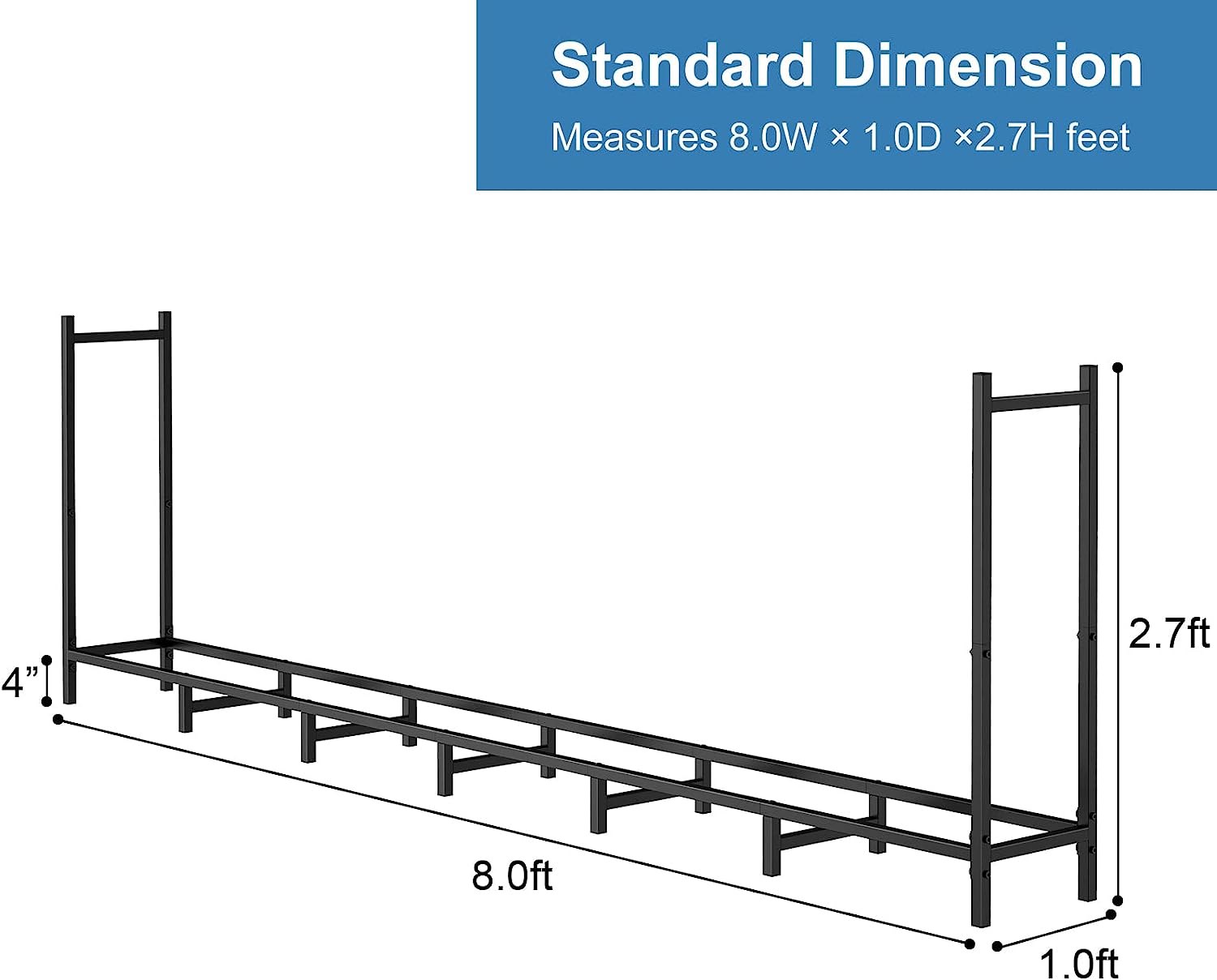 NEX&#x2122; 8ft. Metal Outdoor Firewood Rack