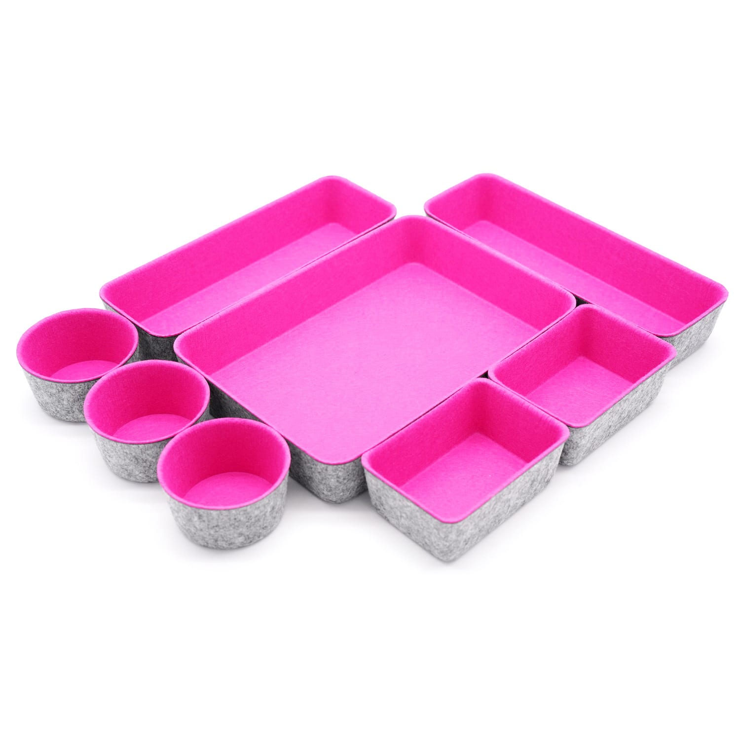 Welaxy 8 Piece Felt Round Cups &#x26; Trays Drawer Organizer Set