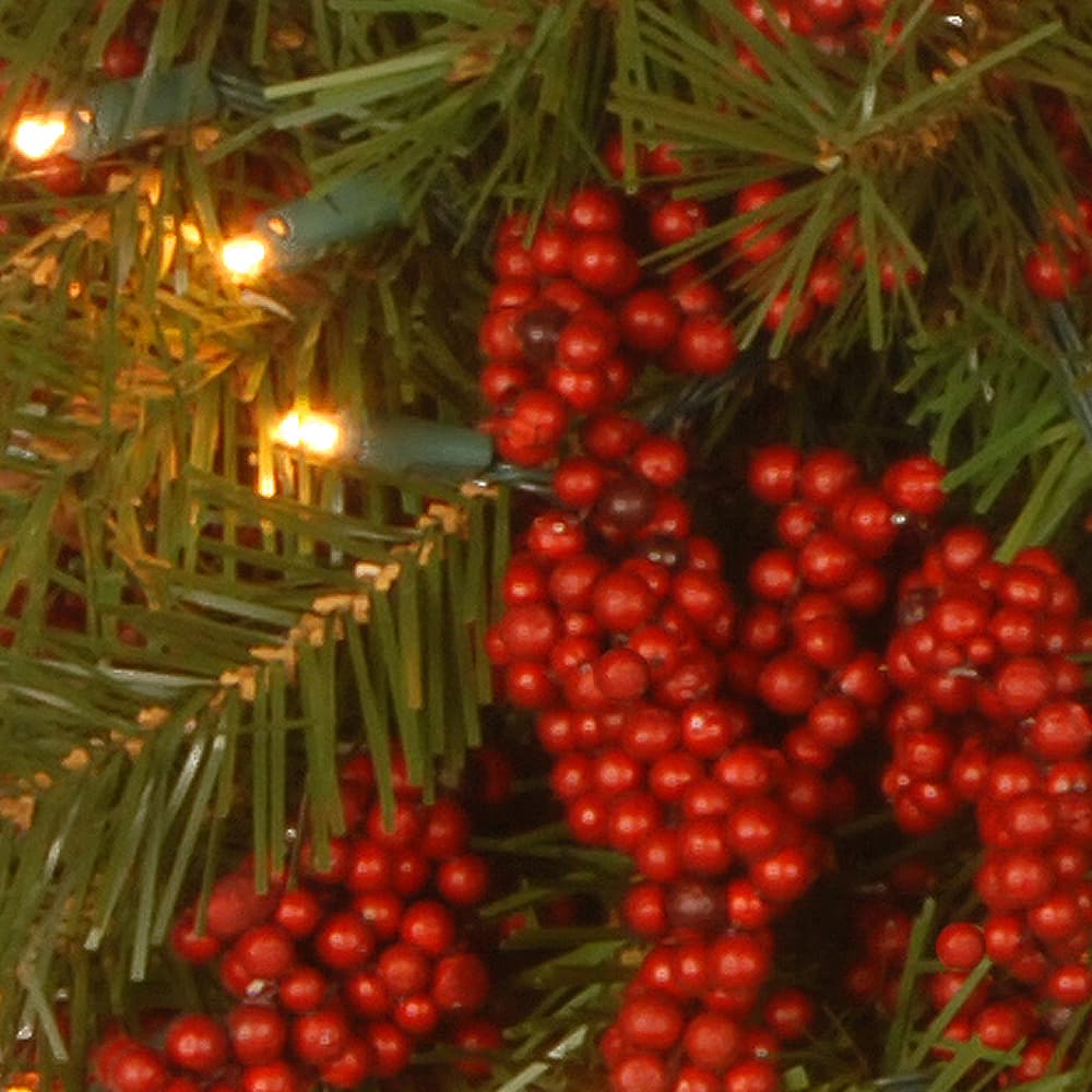 9' X 14" Pre-lit Decorative Collection Valley Pine Artificial Christmas Garland with Red Berries and 50 Soft White Battery Operated LEDs with Timer