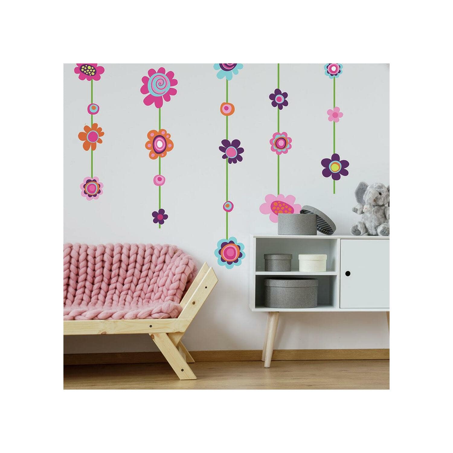 RoomMates Flower Stripe Peel &#x26; Stick Giant Wall Decals