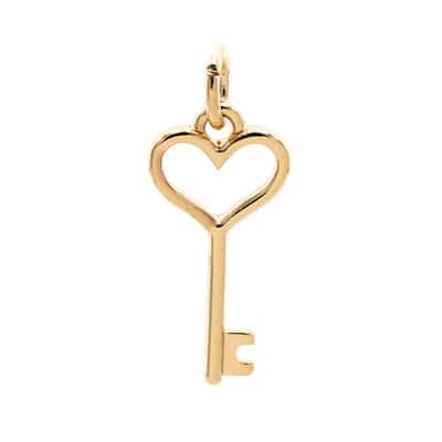 Charmalong™ 14K Gold Plated Heart Key Charm by Bead Landing™ image