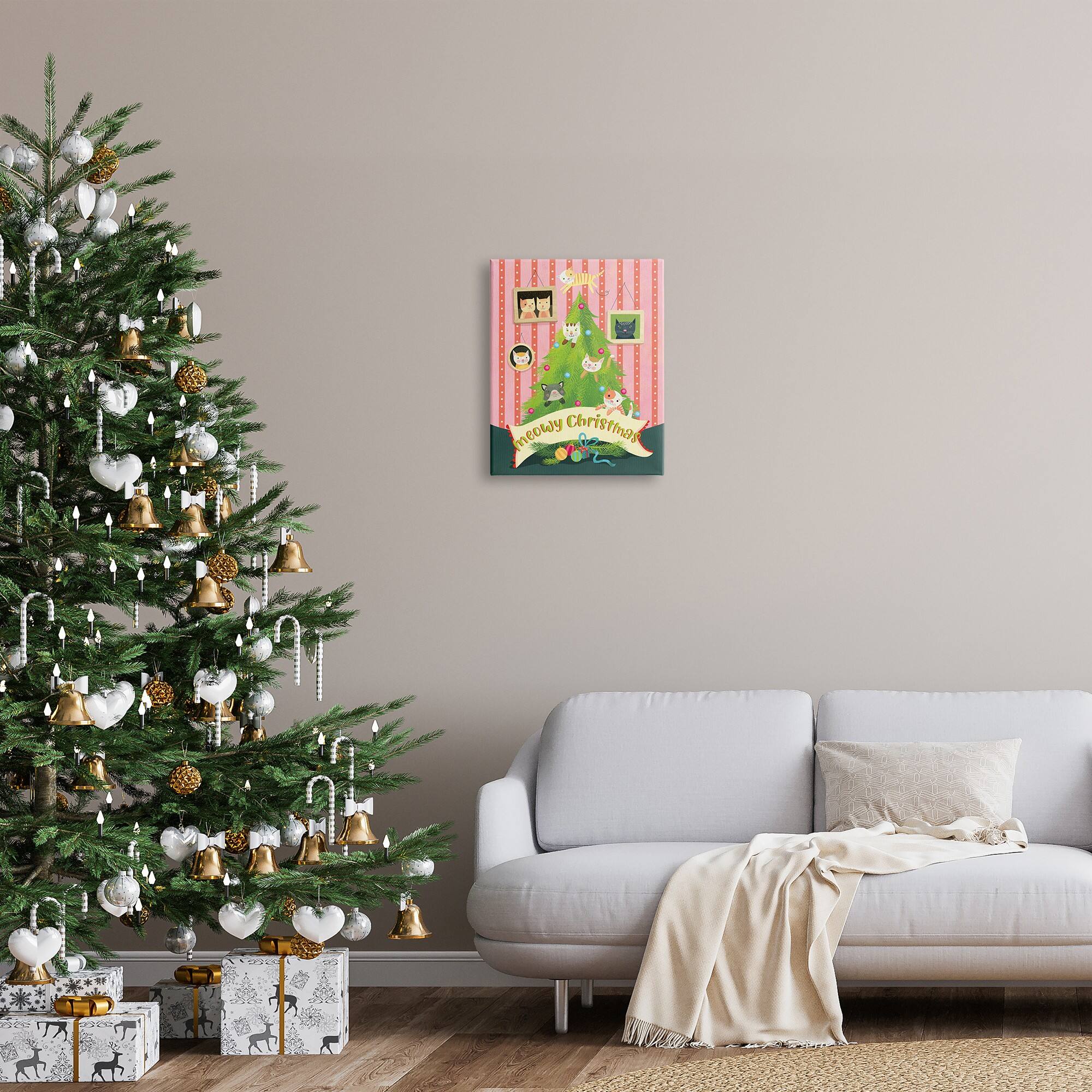 Stupell Industries Meowy Christmas Cat Tree Canvas Wall Art