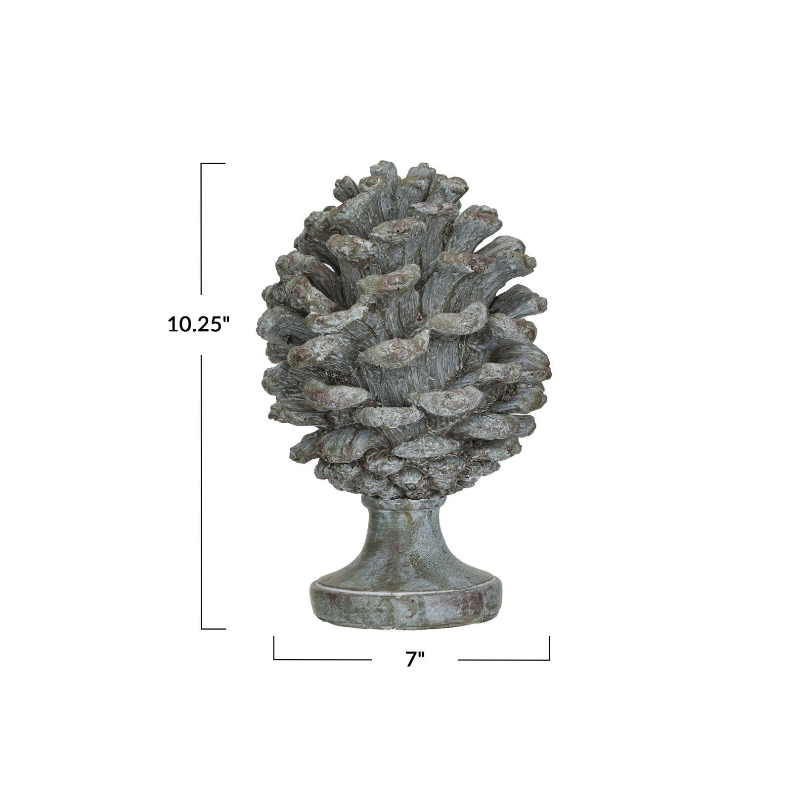Hello Honey&#xAE; 10.25&#x22; Round Verdigris Finish Pinecone Finial with Base