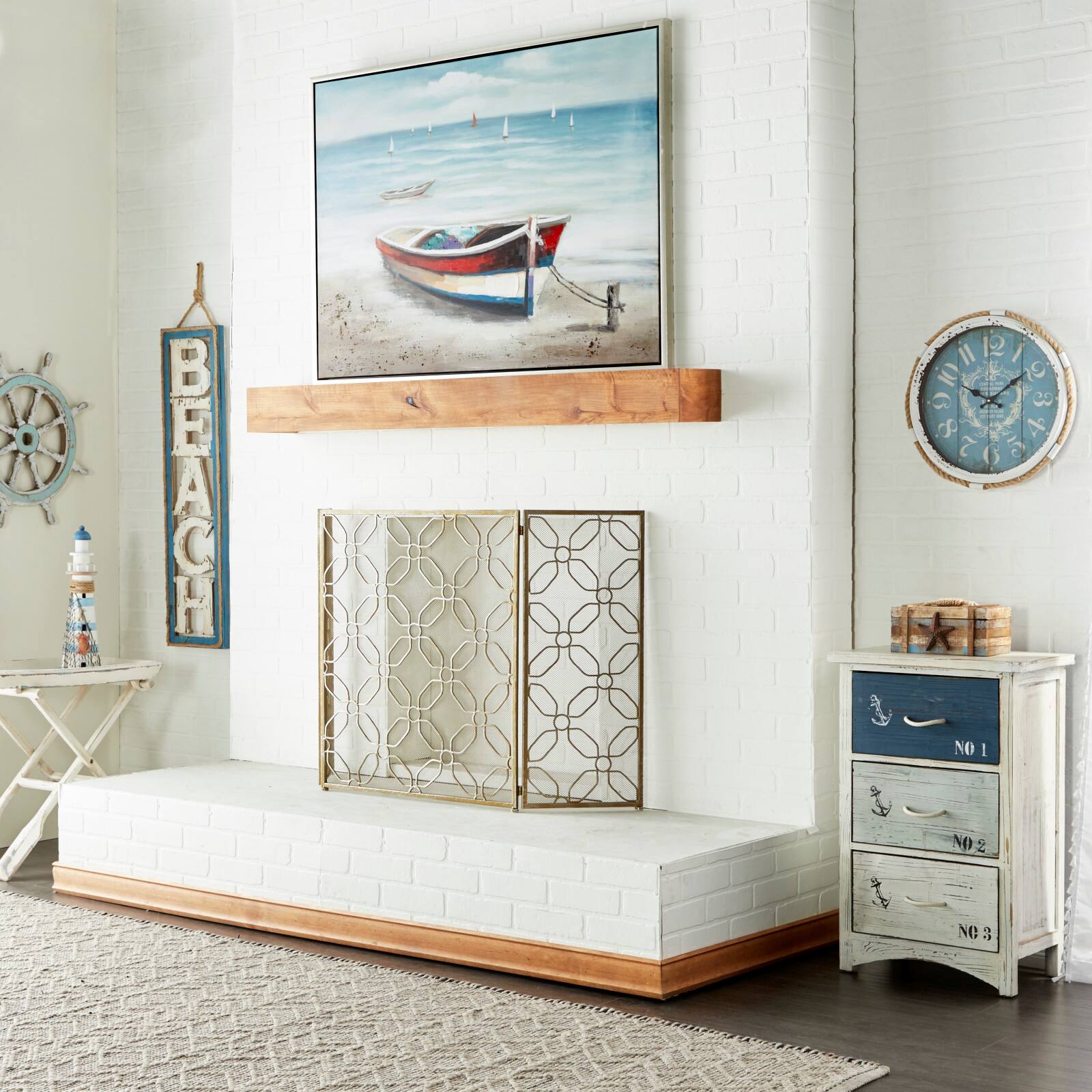 Multi Colored Coastal Canvas Wall Art, 36&#x22; x 47&#x22;
