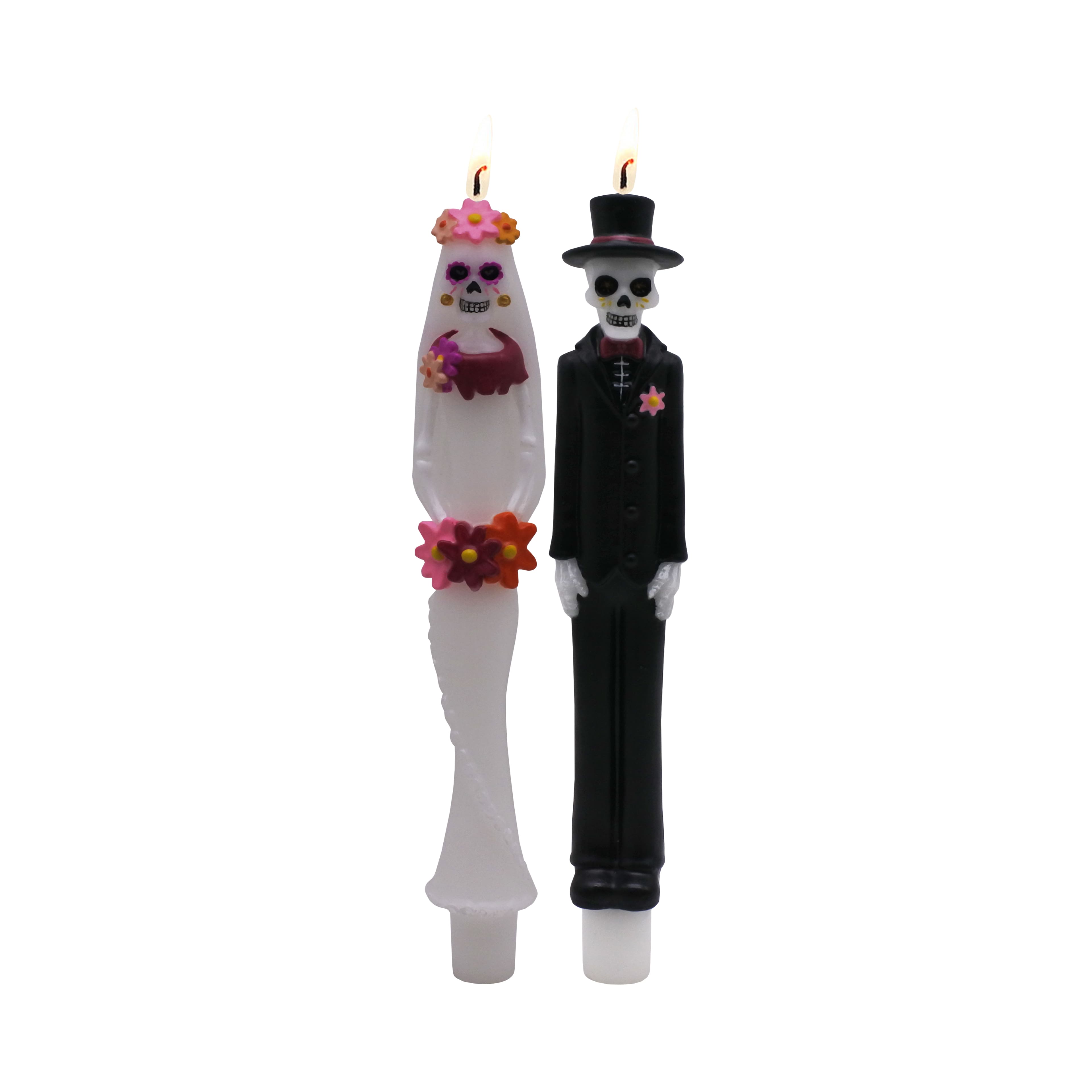 10&#x22; Day of the Dead Skeleton Bride &#x26; Groom Unscented Taper Candles by Ashland&#xAE;
