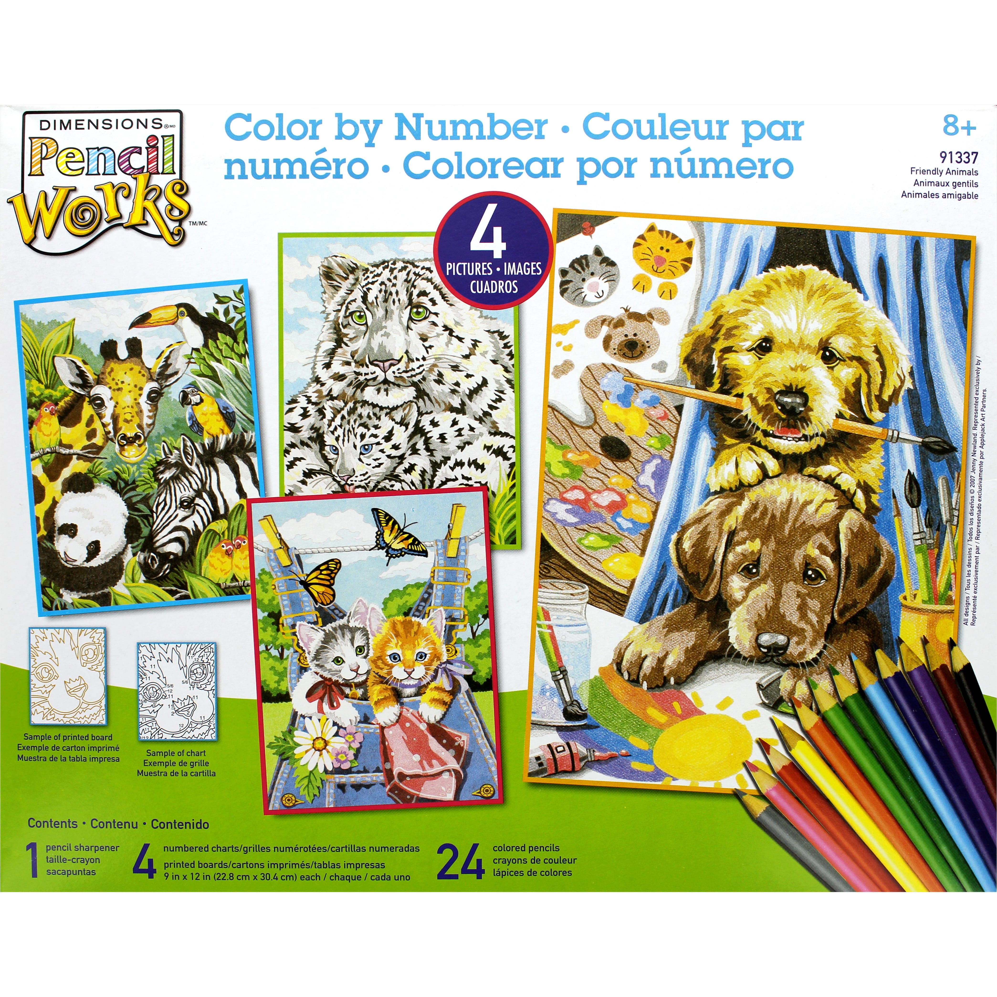 Dimensions&#xAE; Pencil Works&#x2122; Friendly Animals Color by Number Kit