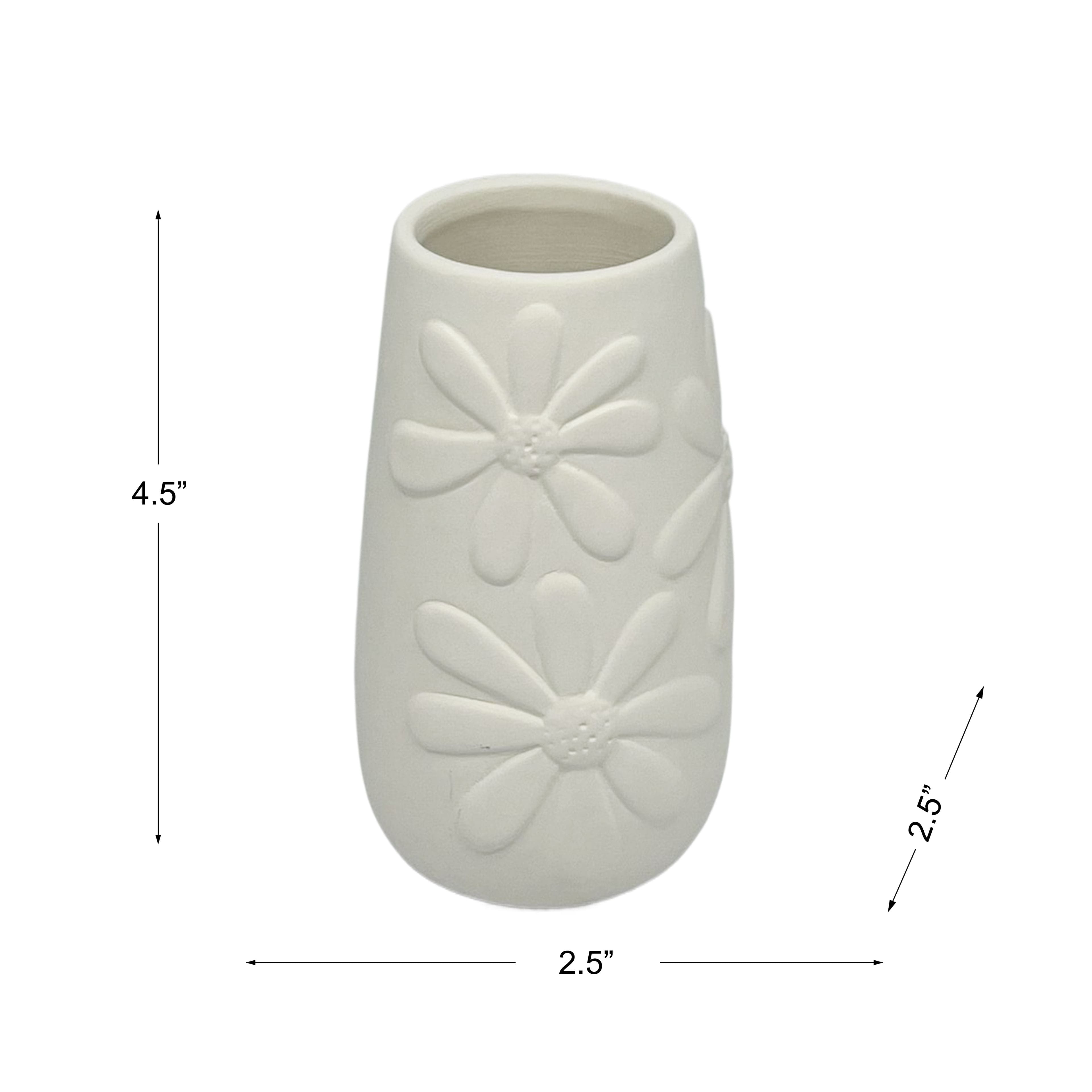 4.5&#x22; Tall Daisy Bud Vase DIY Ceramic D&#xE9;cor by Make Market&#xAE;