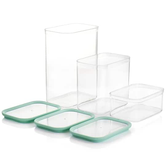 Martha Stewart Mint Green Rectangular Plastic Stackable Container Set ...