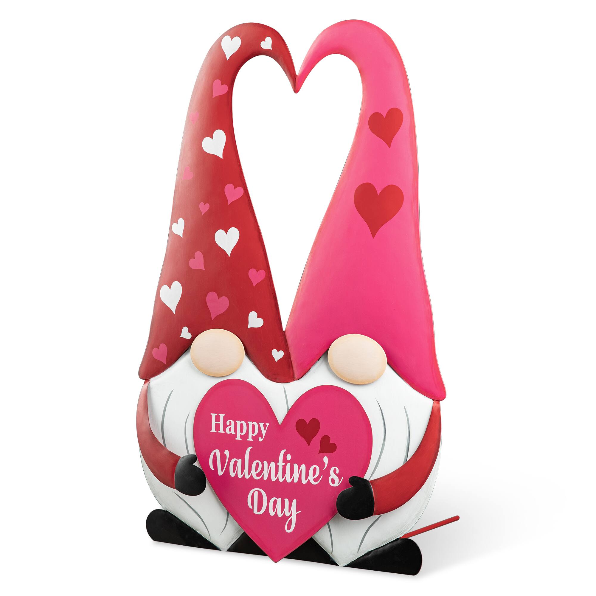 Glitzhome&#xAE; 30&#x22; Valentine&#x27;s Metal Gnome Couple Yard Stake