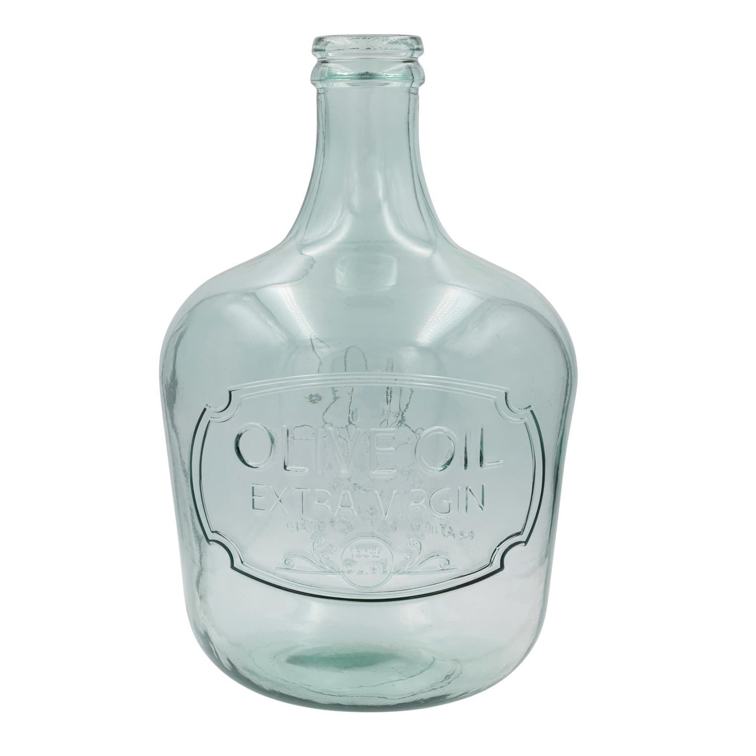 Hello Honey® 16.5" Clear Embossed Reclaimed Glass Olive Oil Bottle