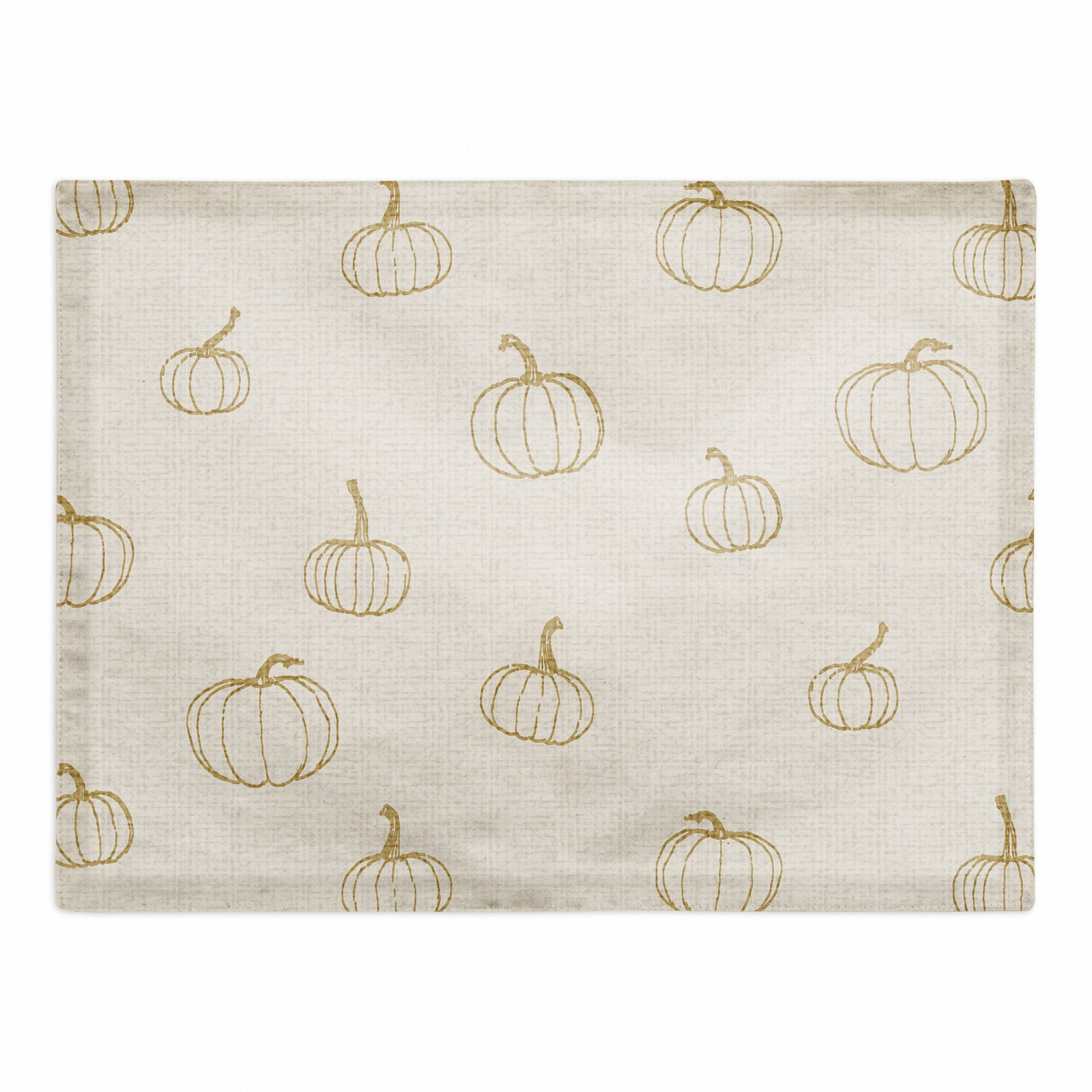 Mustard Yellow Mini Pumpkin Pattern Cotton Twill Placemat