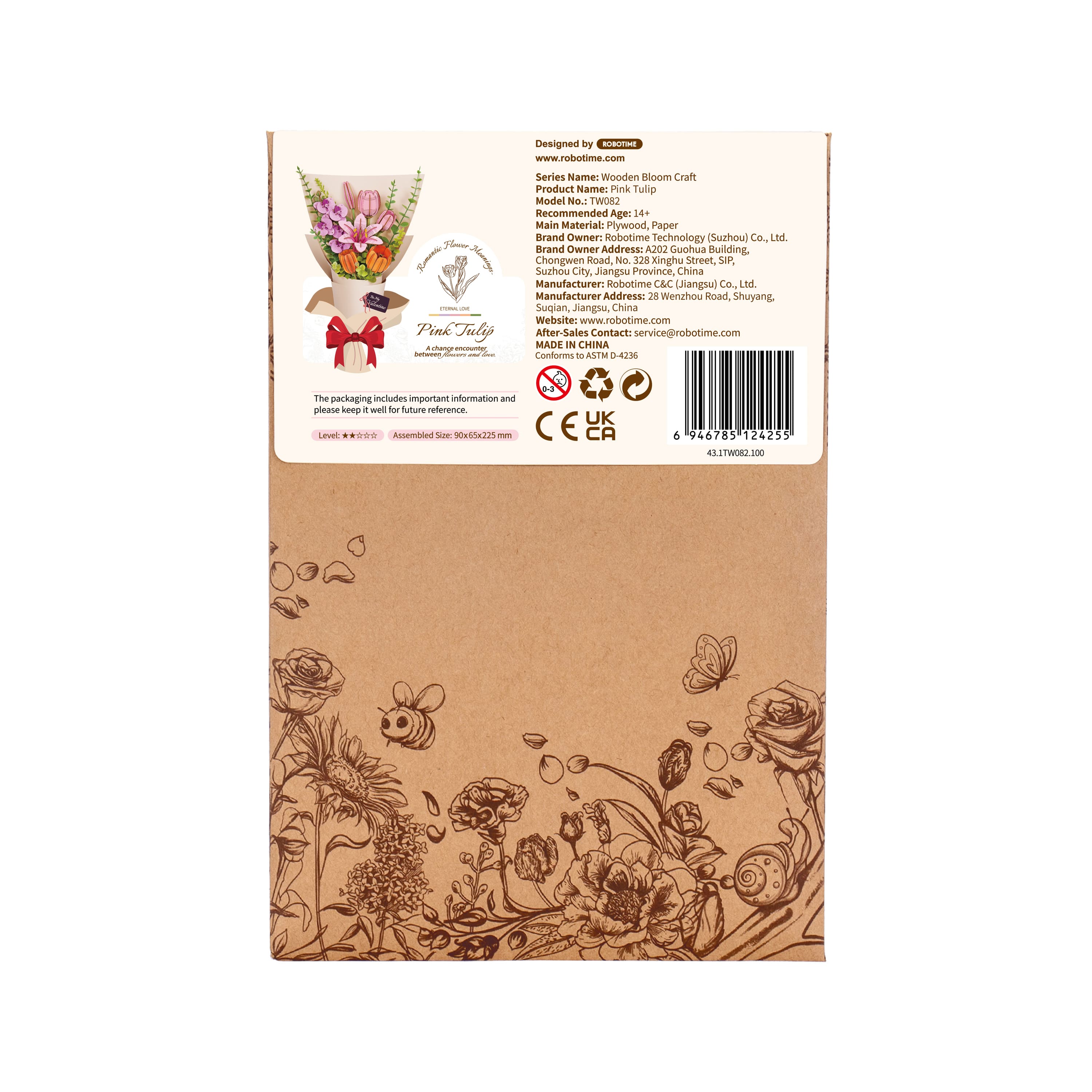 Rowood Pink Tulip Wooden Bloom Craft