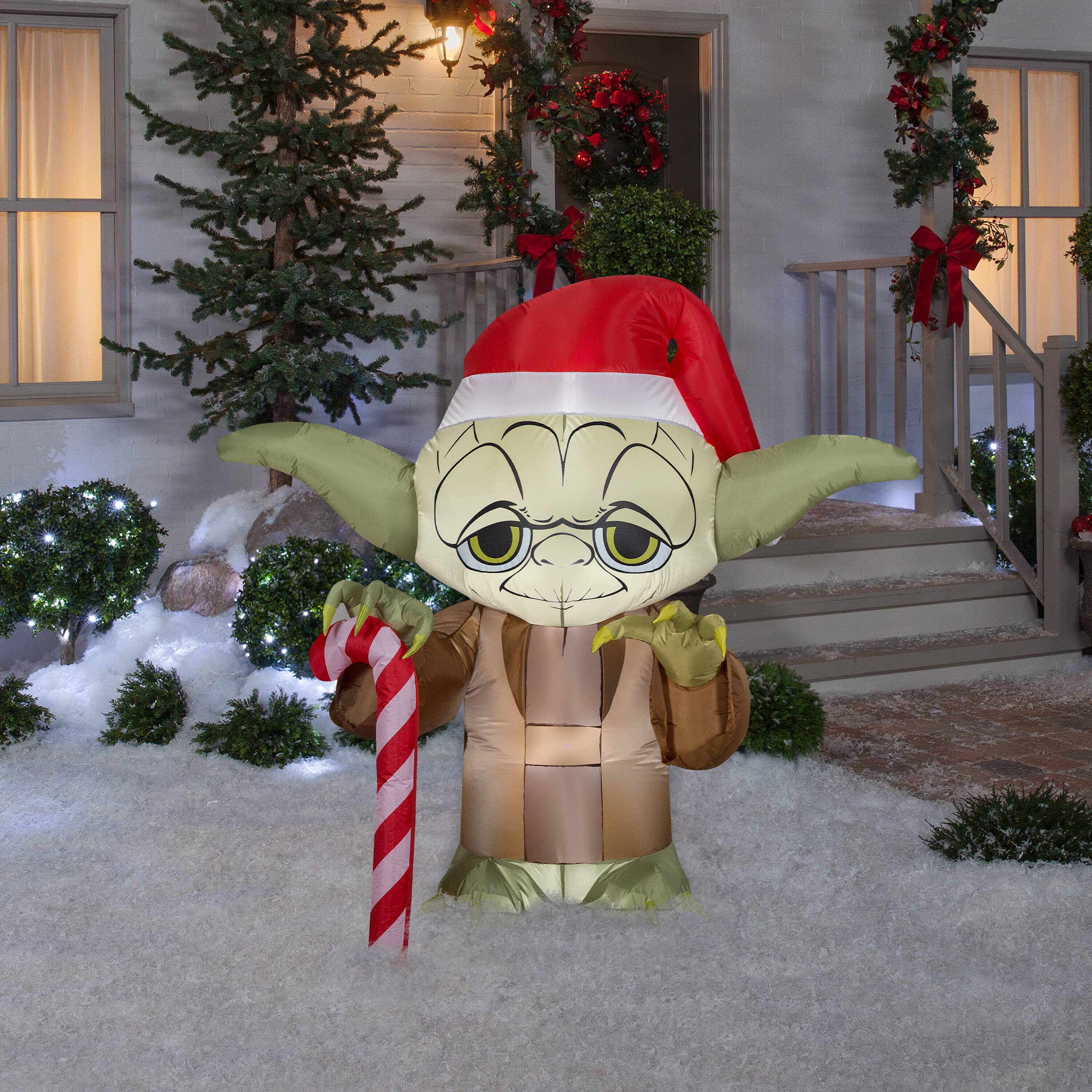 4.5ft. Airblown® Inflatable Yoda with Candy Cane | Christmas ...