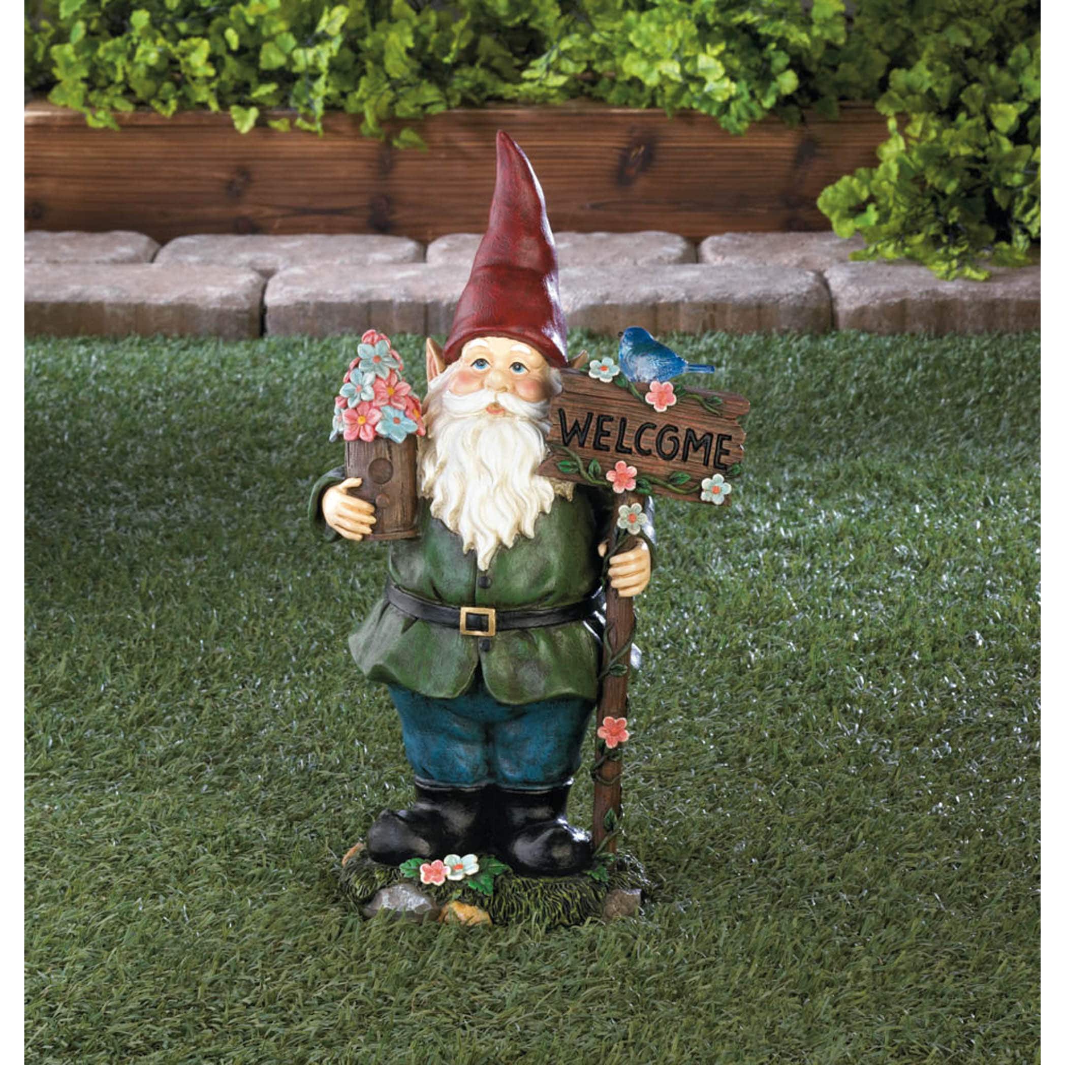 15" Solar Bluebird Gnome Welcome Statue