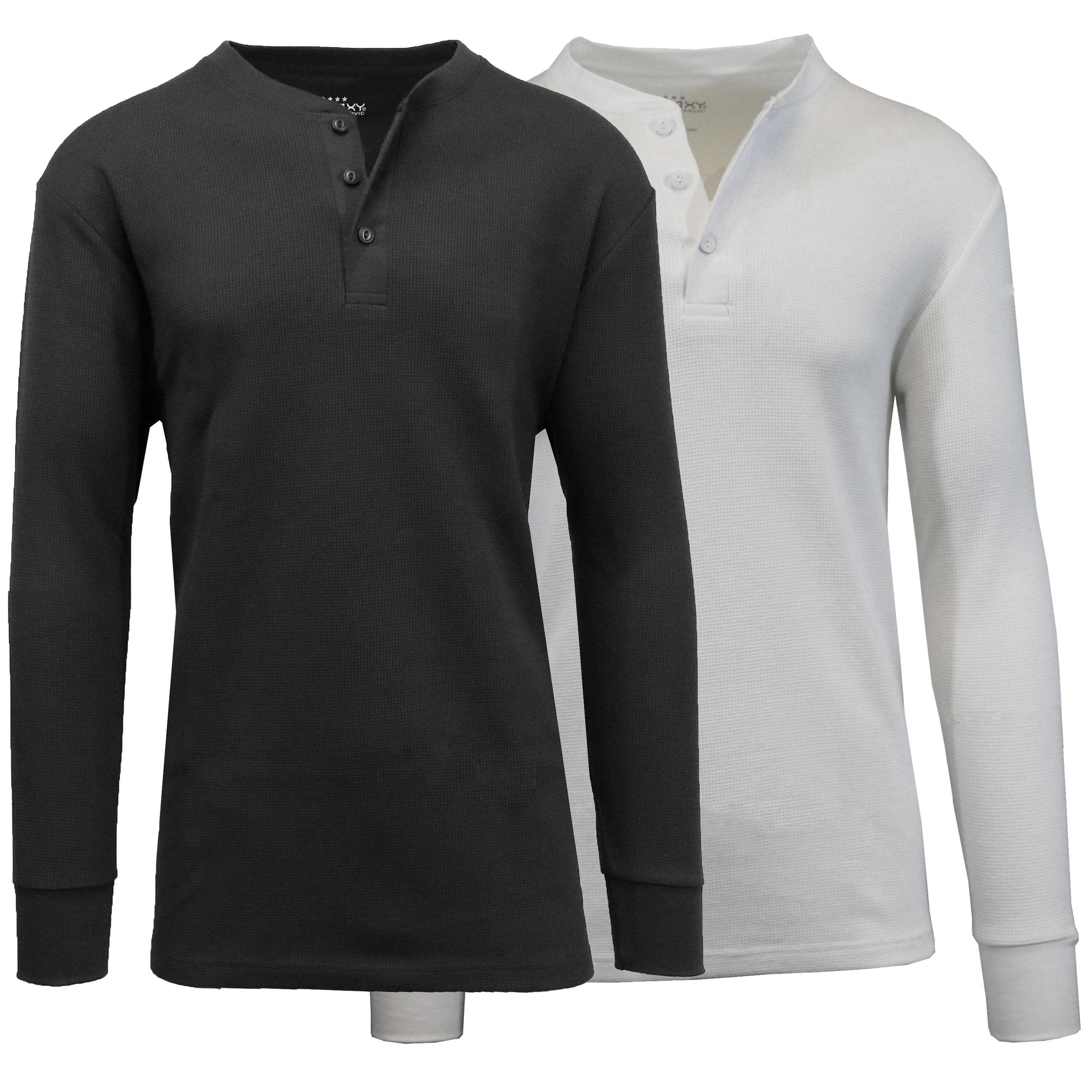 Men's Long Sleeve Waffle-Knit Thermal Henley Shirt 2 Pack
