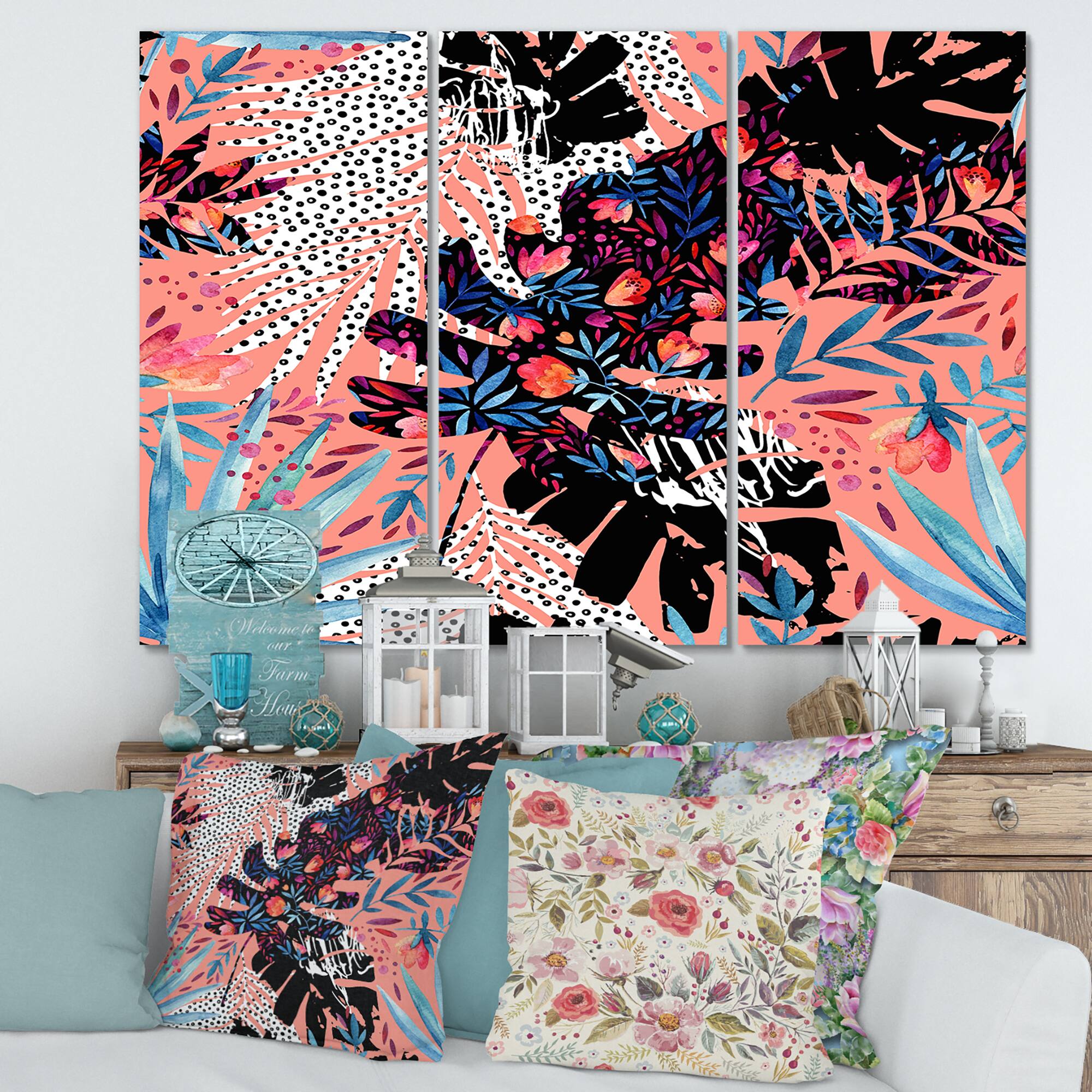 Designart - Tropical Floral Patchwork II