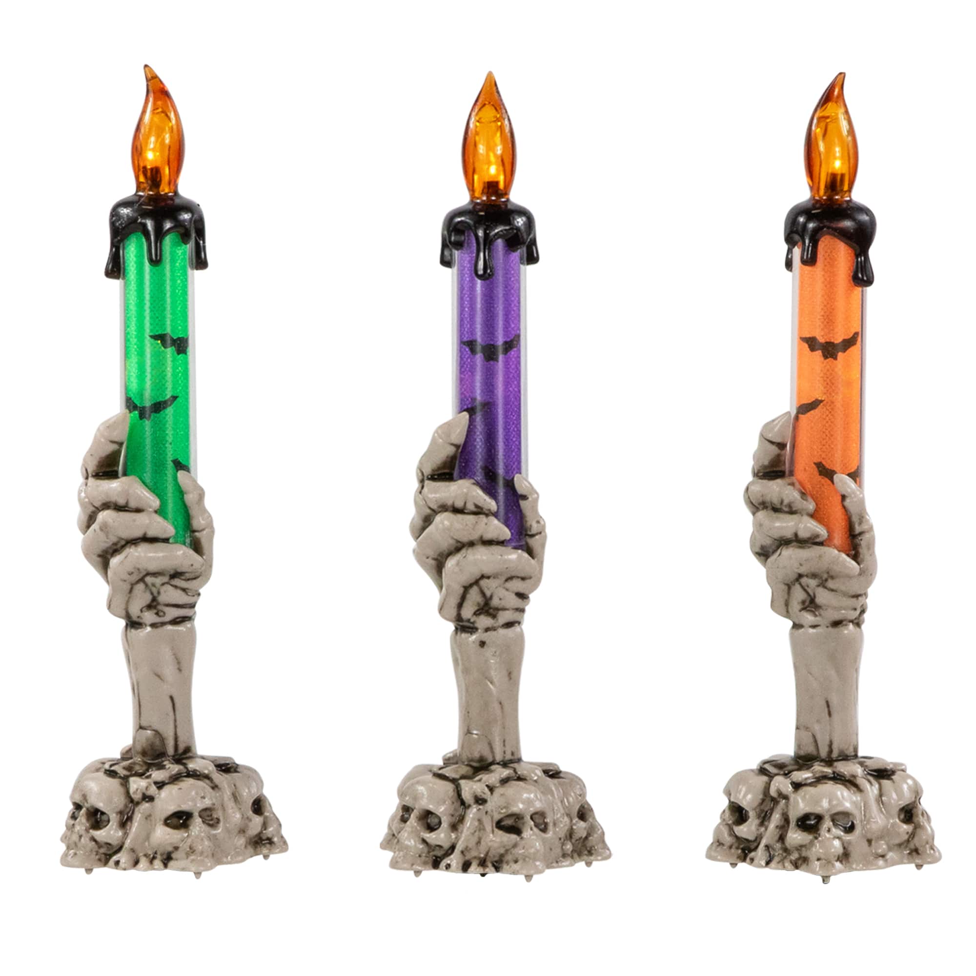 8&#x22; LED Skeleton Hand Halloween Candles, 3ct.