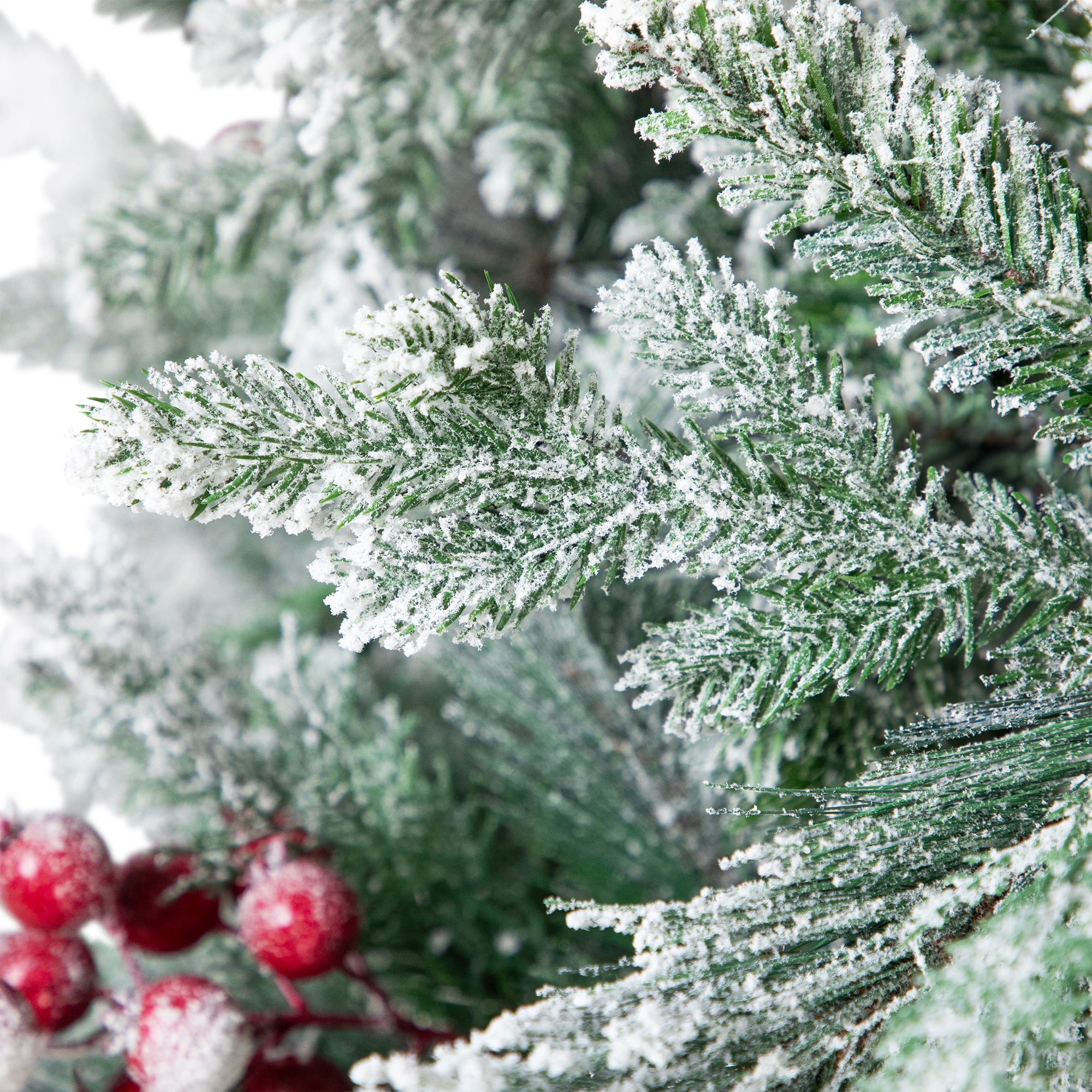 6.5ft. Unlit Real Touch™ Heavily Flocked Whittaker Spruce Full Artificial Christmas Tree with Frosted Red Berries