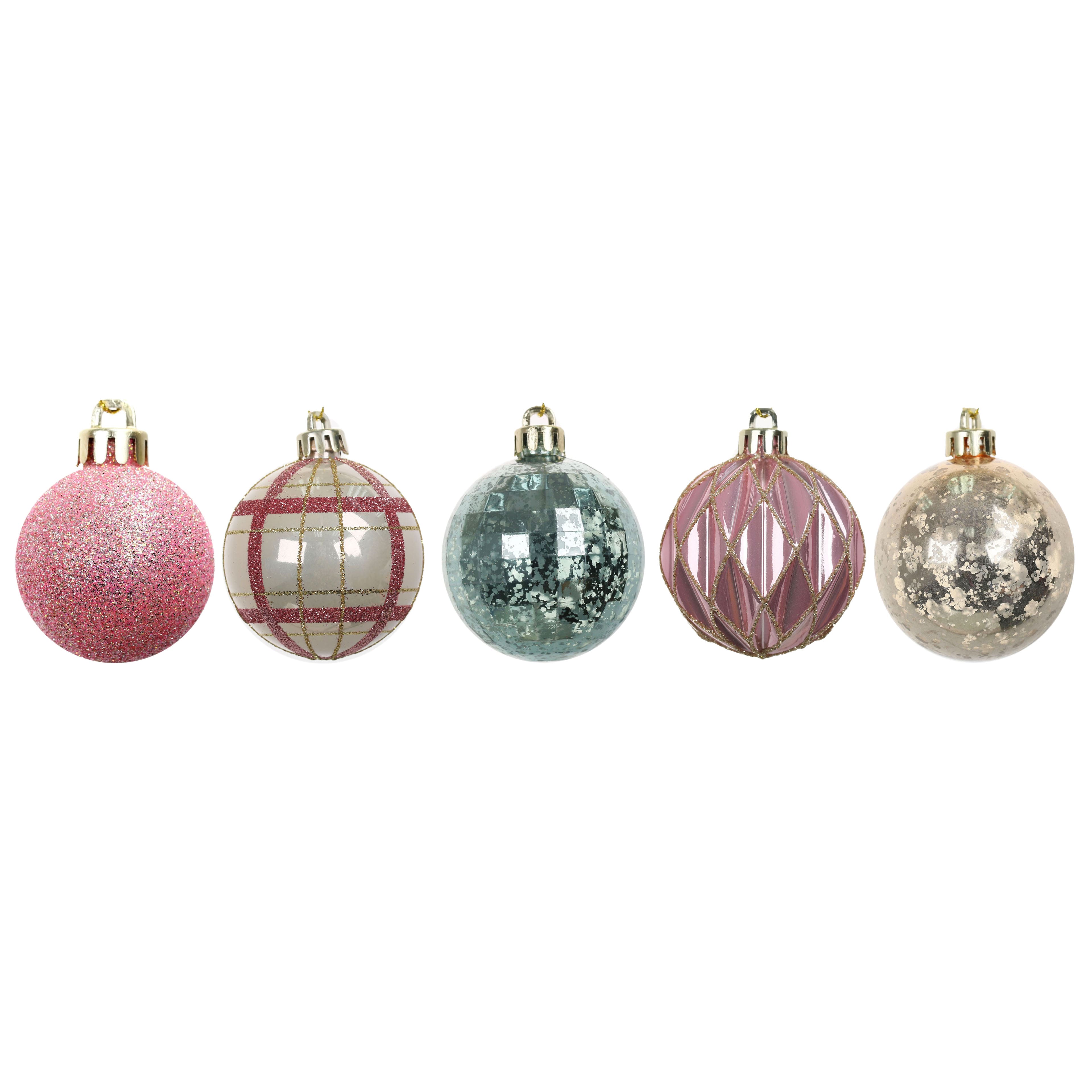 Assorted Pink, Green &#x26; Champagne Ball Plastic Ornament Tube by Ashland&#xAE;, 1pc.