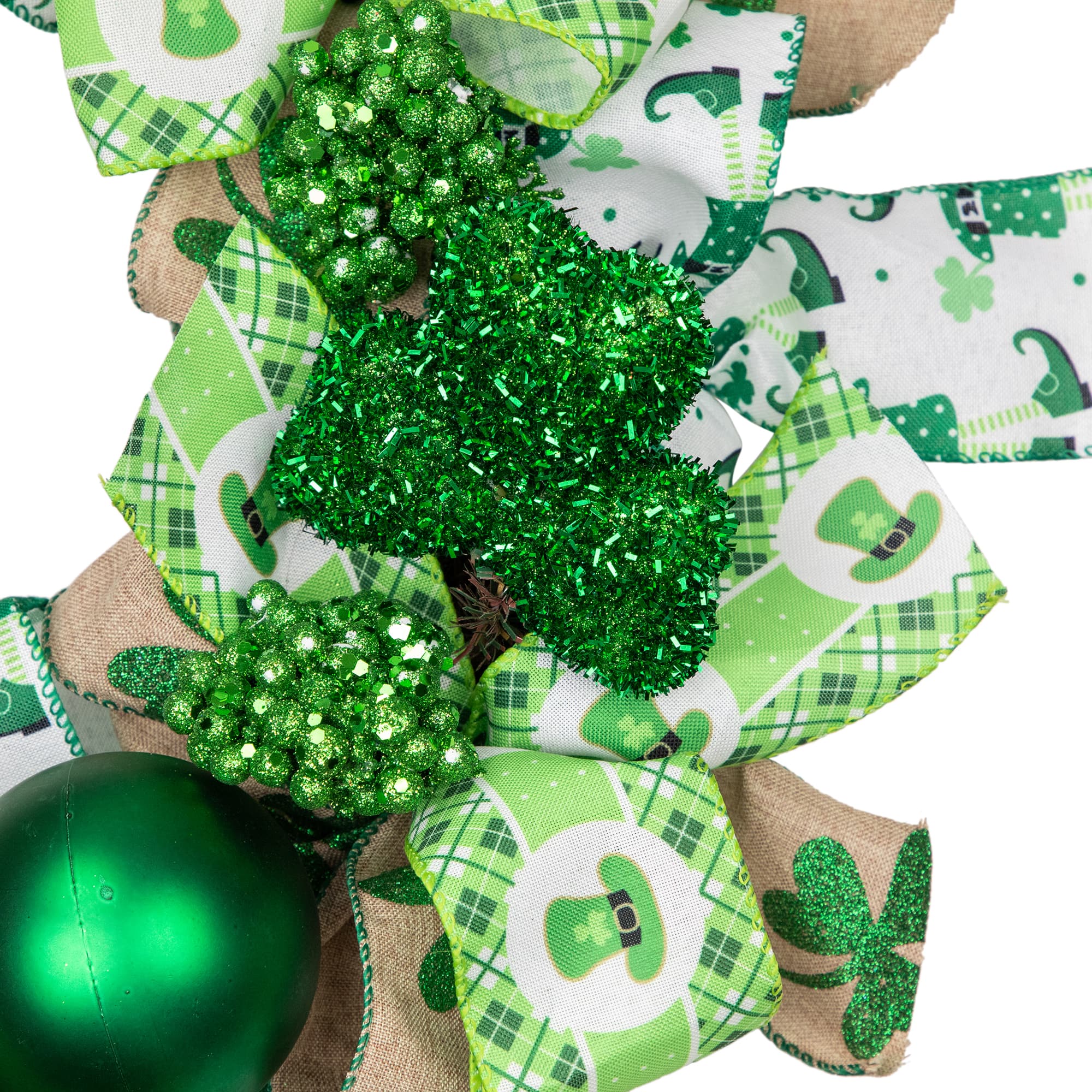 Ribbons and Shamrocks St. Patrick&#x27;s Day Wreath 24&#x22; Unlit