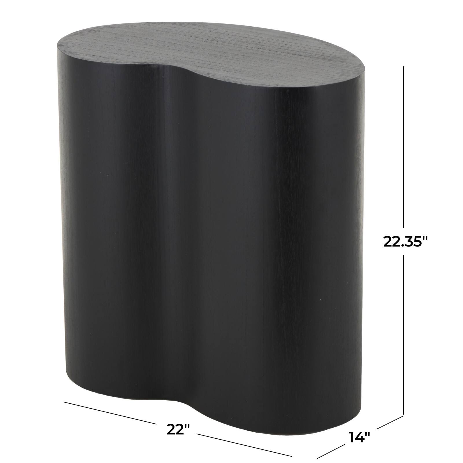 22.25" Black Wood Heart Inspired Side End Accent Table