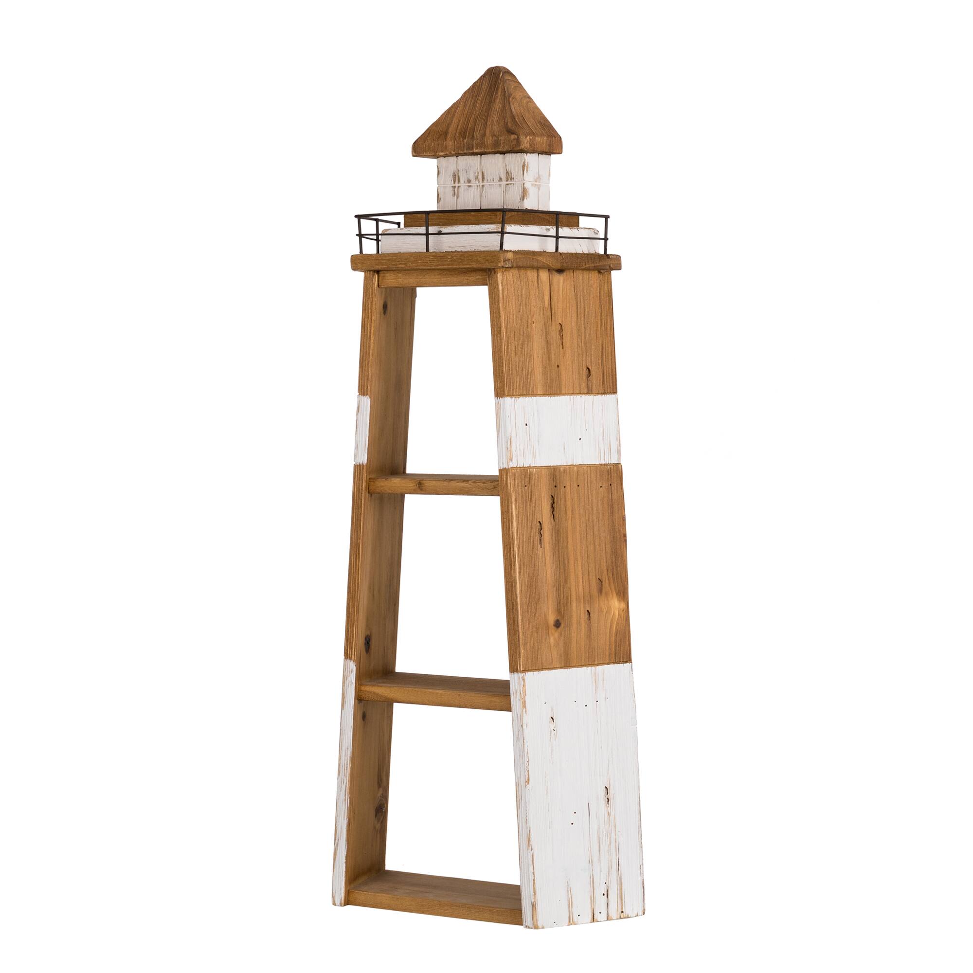 Glitzhome® 31" Coastal Wood Metal Lighthouse Wall Shelf Michaels