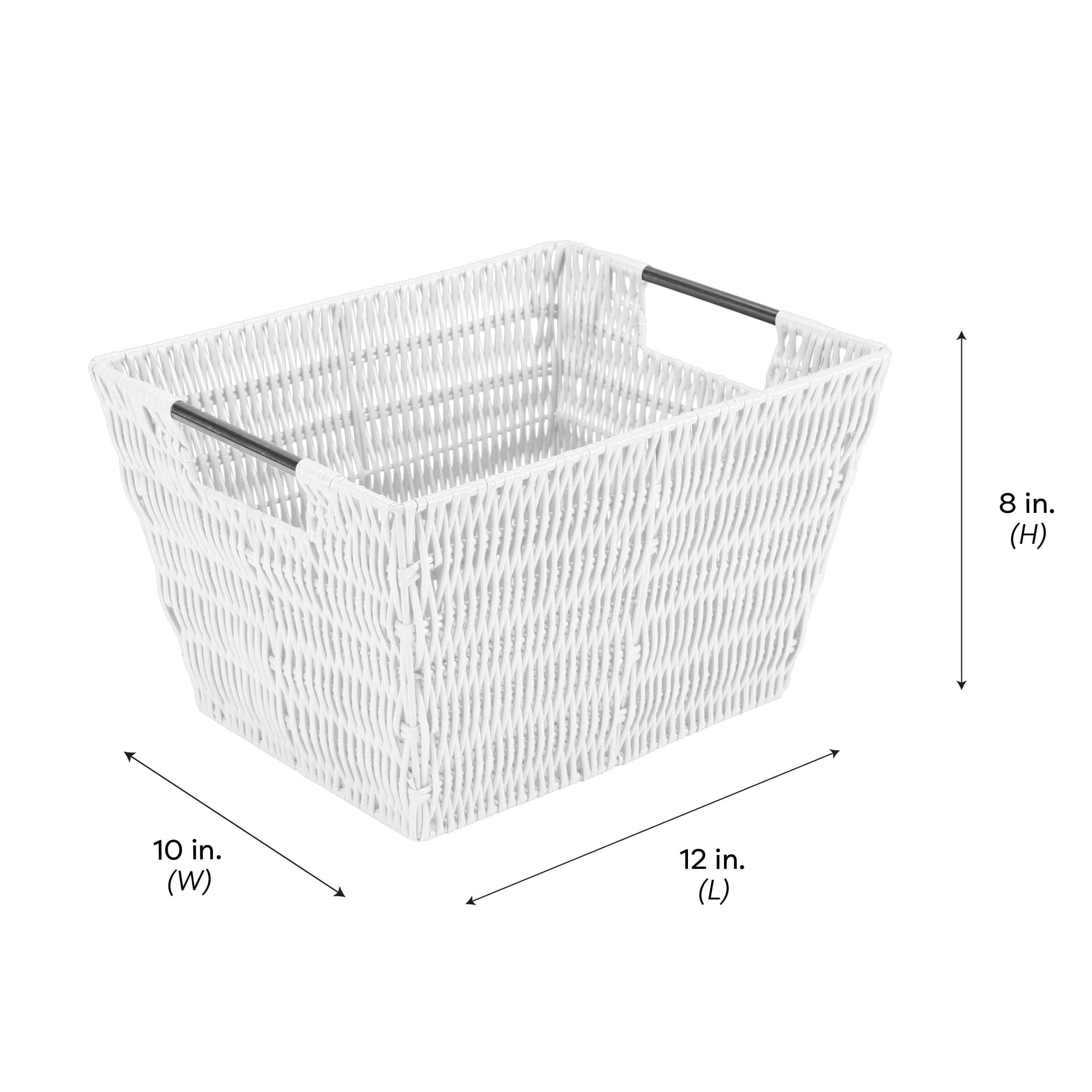 Simplify Medium White Rattan Storage Basket