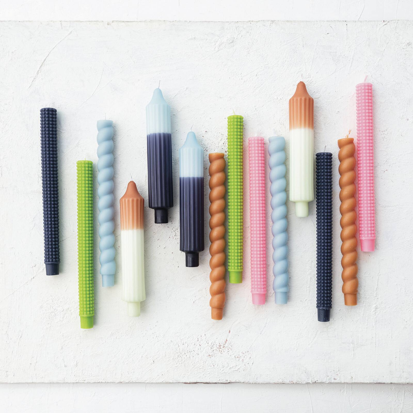 Hello Honey® 8" Blue Two-Tone Unscented Pleated Taper Candles, 2ct.