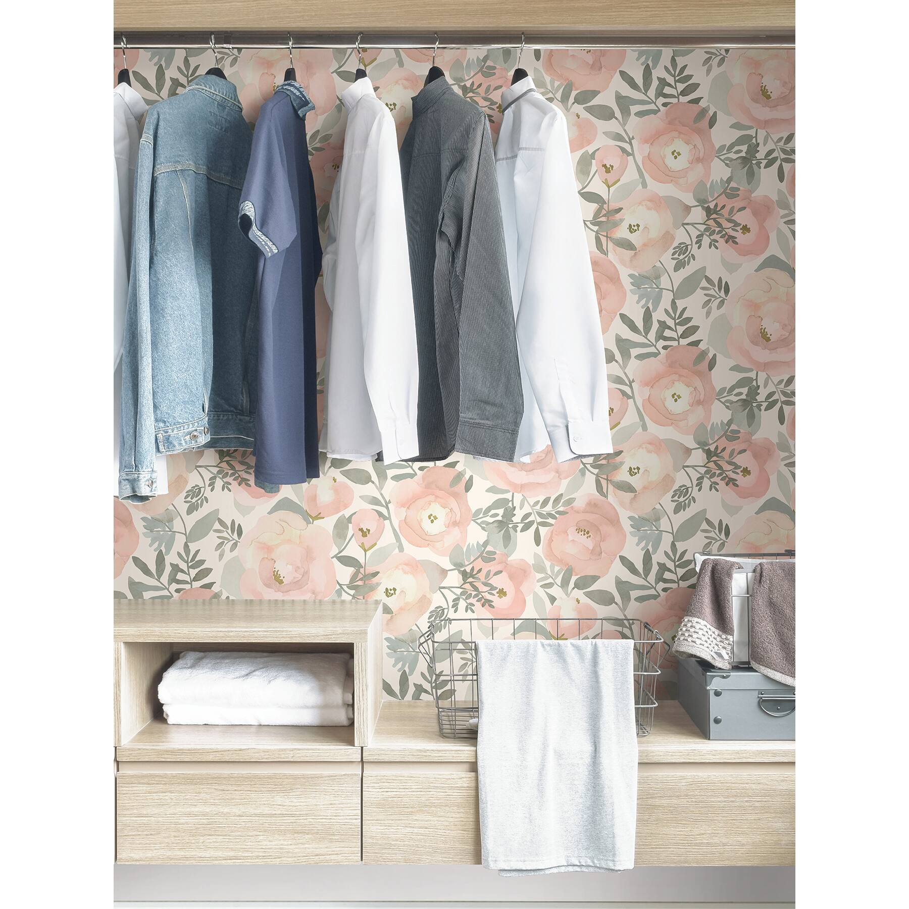 NuWallpaper Rose Peachy Keen Peel & Stick Wallpaper