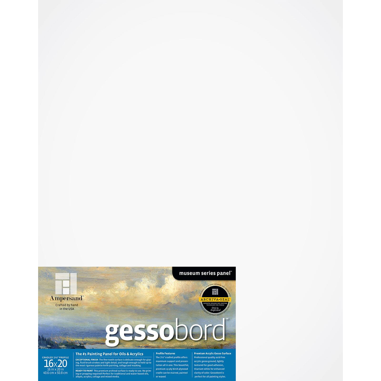 Ampersand™ Gessobord™ Museum Series Cradled 1.5" Profile Panel Wood