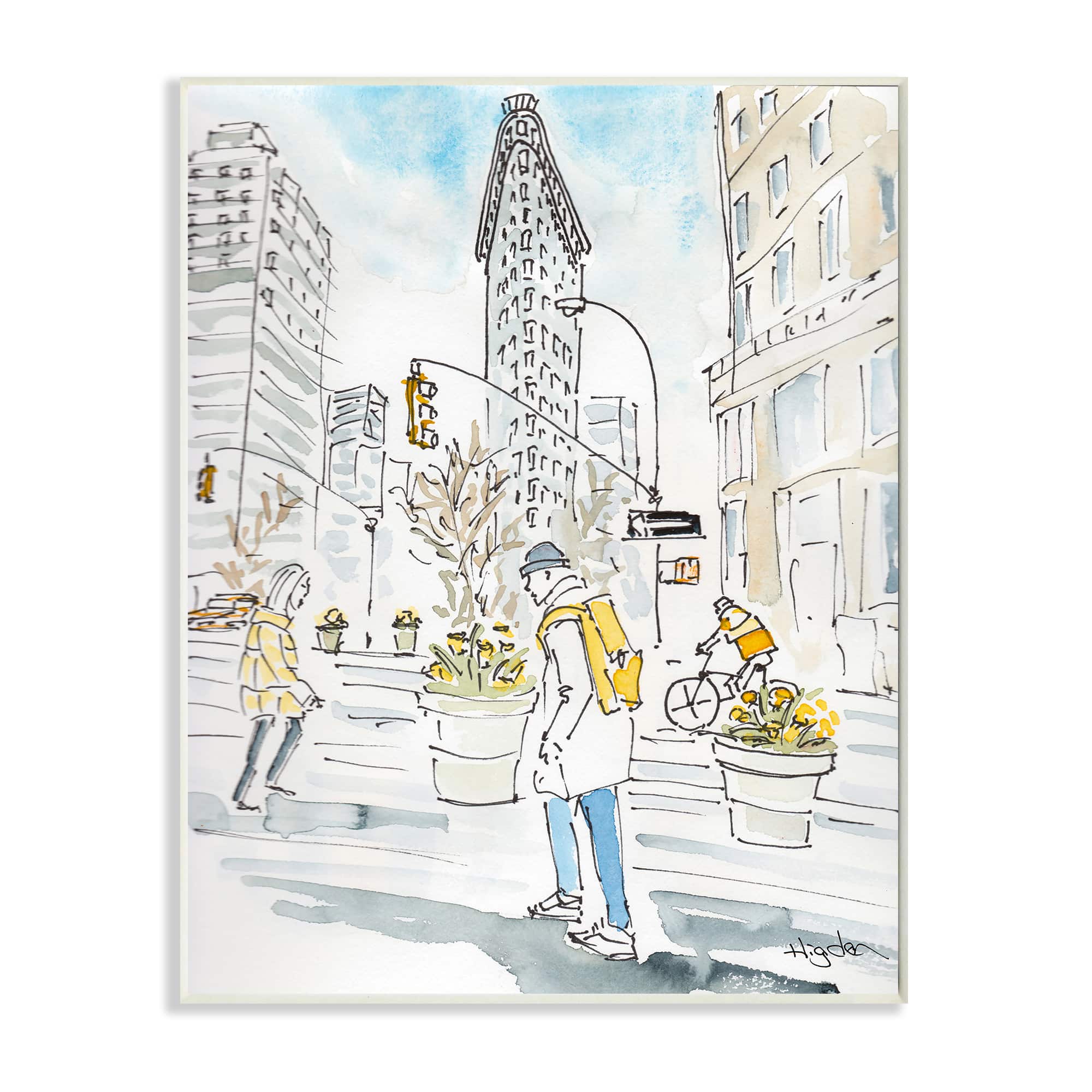 Stupell Industries City People Walking Urban Architecture Watercolor Wall Plaque