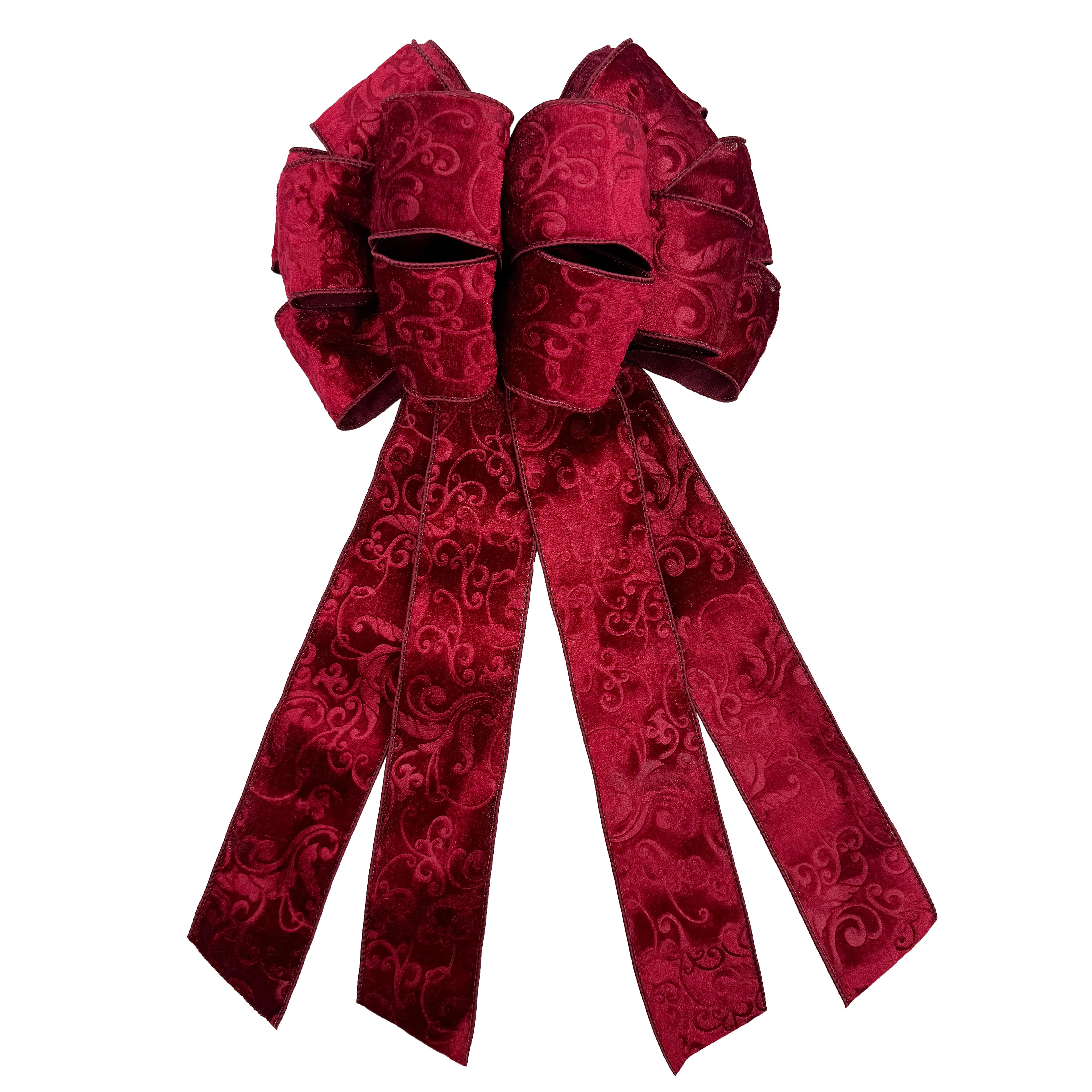 20.5&#x22; Burgundy Embossed Velvet Tree Bow by Celebrate It&#xAE;