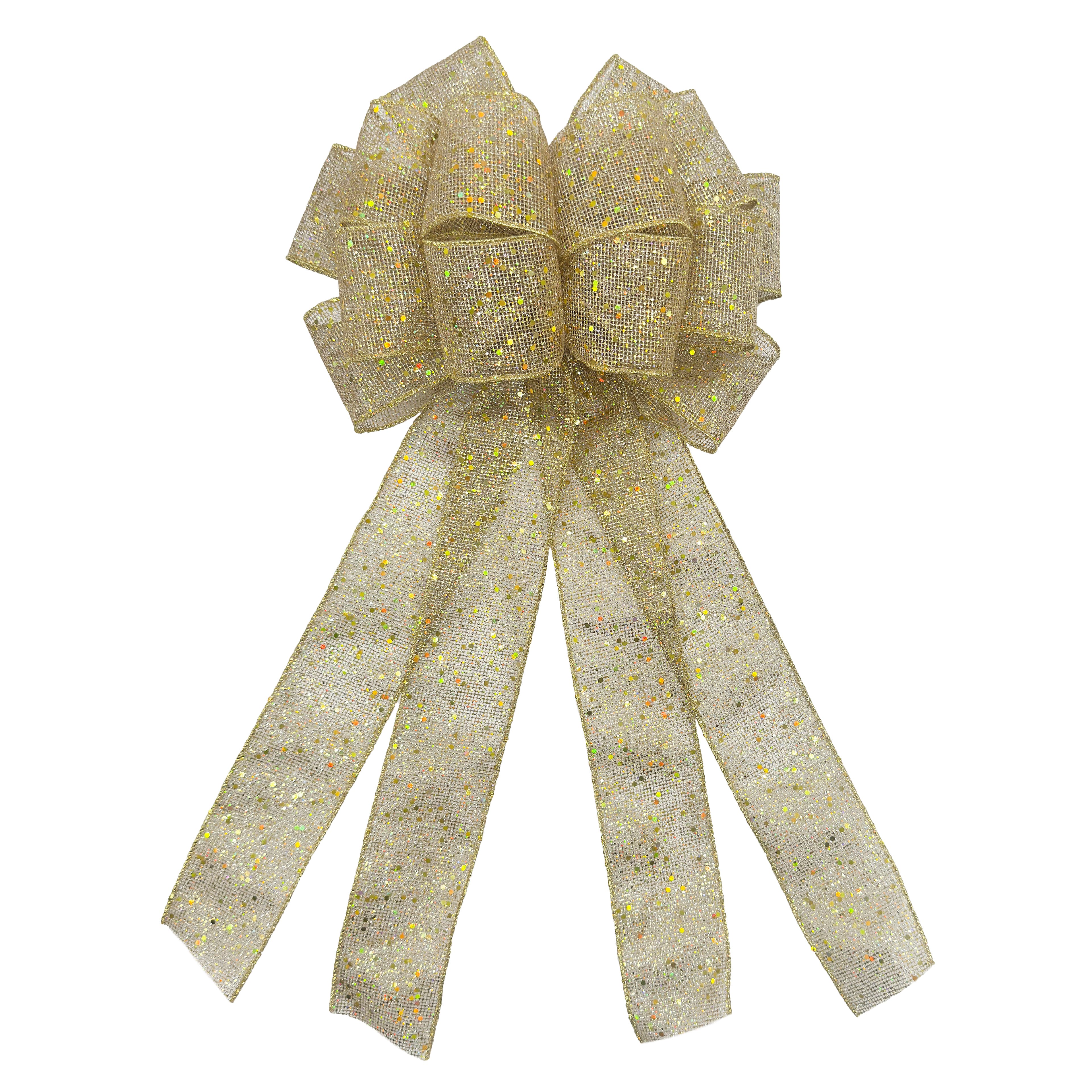 20.5&#x22; Gold Glitter Mesh Tree Bow by Celebrate It&#xAE;