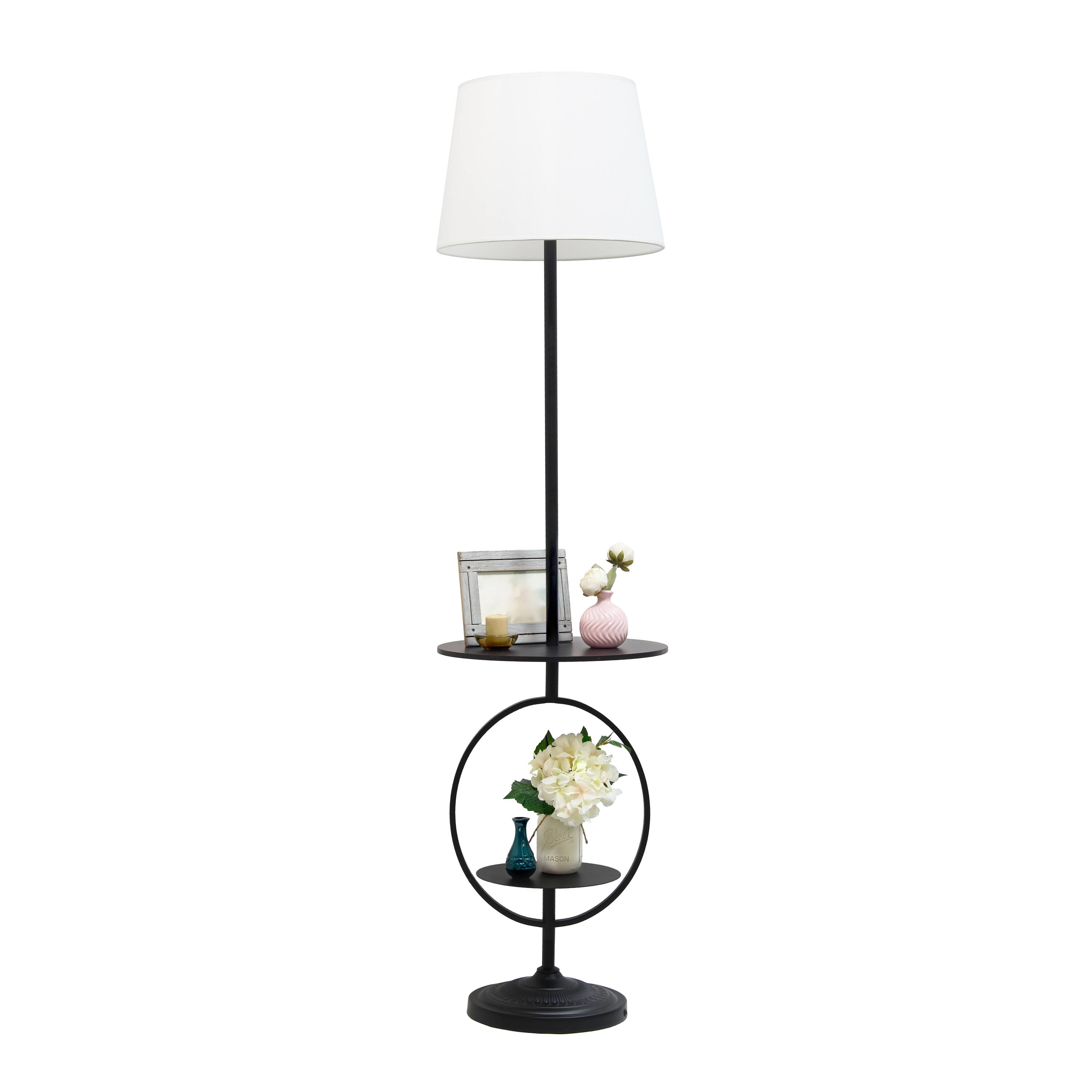 Elegant Designs&#x2122; 5ft. Black End Table Dual Shelf Decorative Floor Lamp