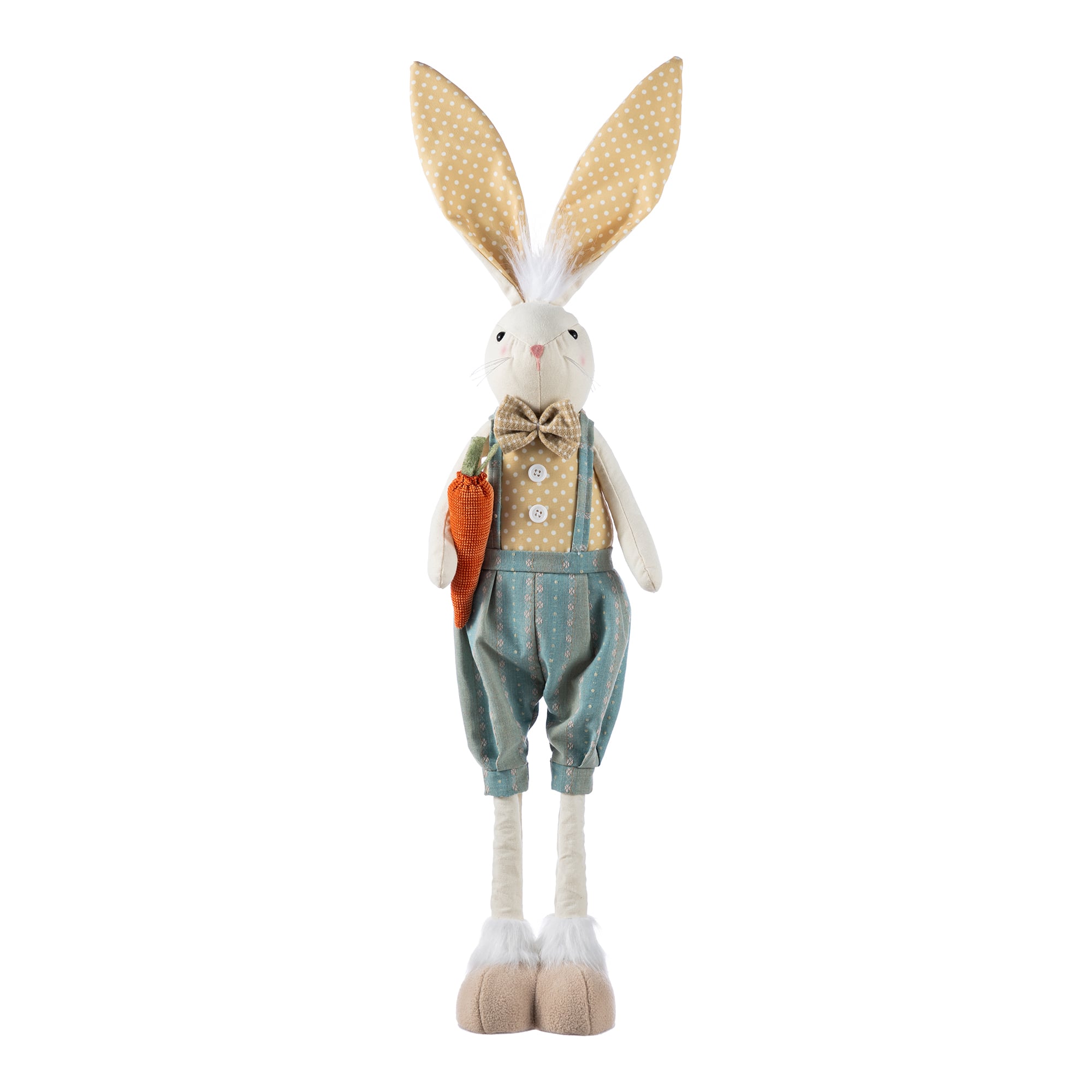 Glitzhome® 23"-32.75" Easter Fabric Boy Bunny with Telescoping Legs Figurine