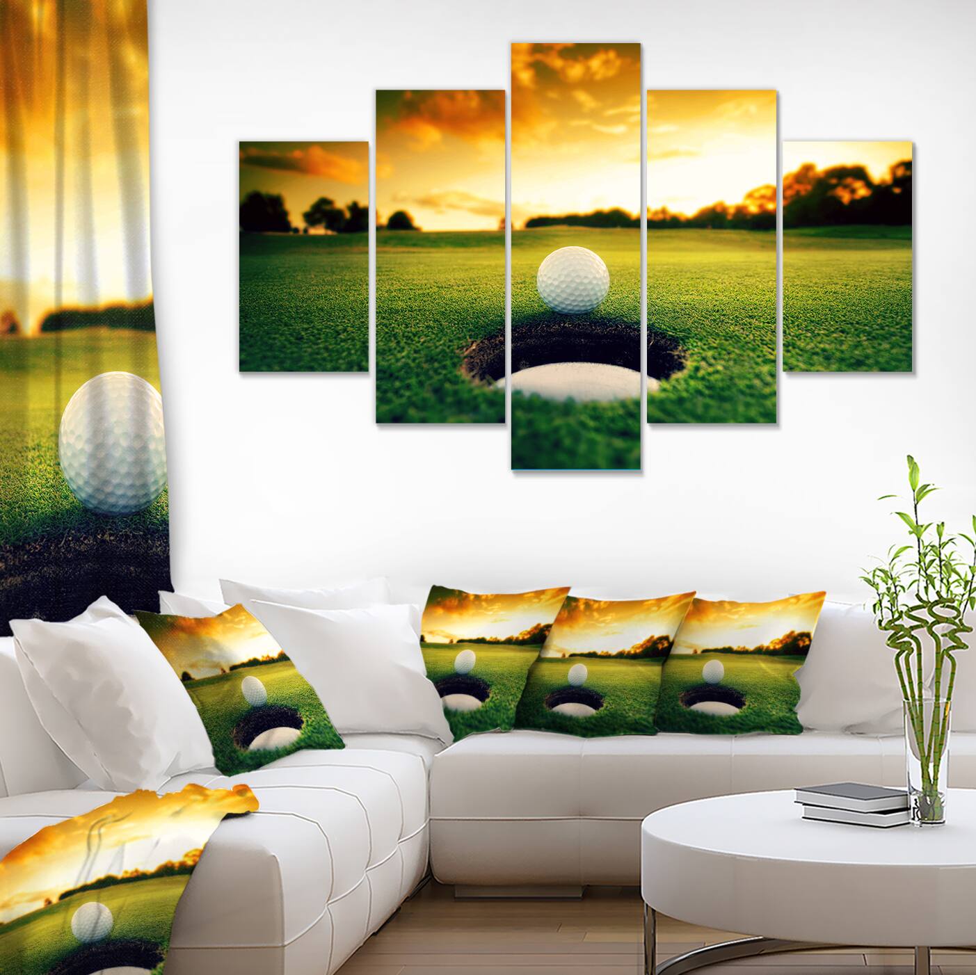 Designart - Golf Ball Near Hole - Landscape Canvas Art Print