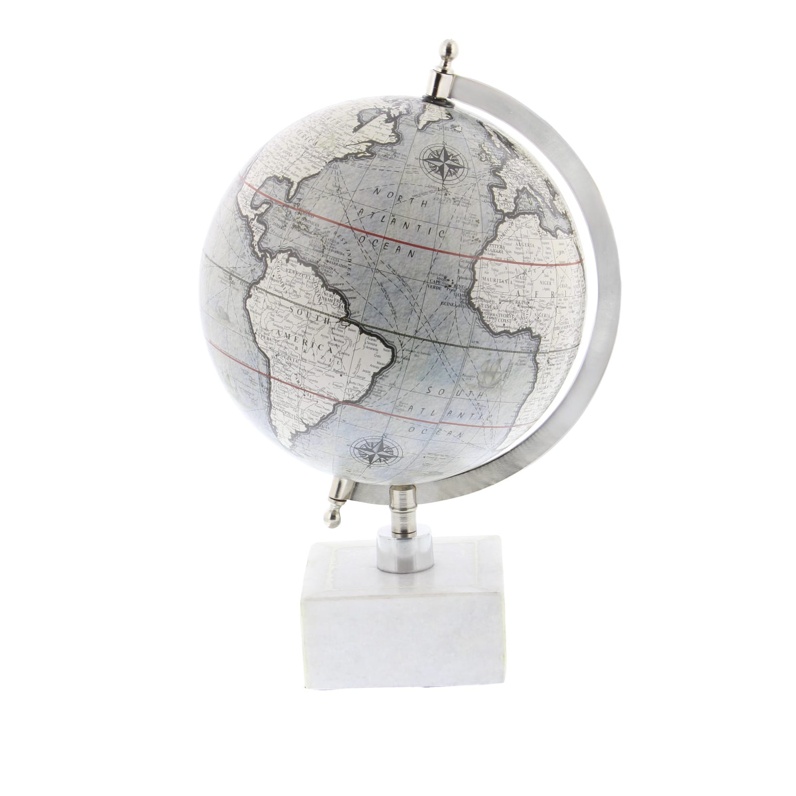 13&#x22; White Ceramic &#x26; Metal Contemporary Globe
