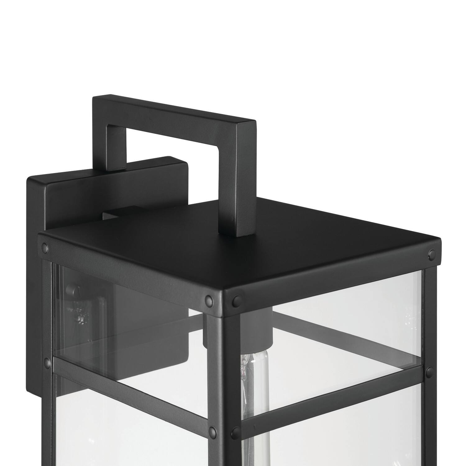 Hello Honey® Blake Black Modern Metal & Clear Glass Paneled Wall Mounted Outdoor Light