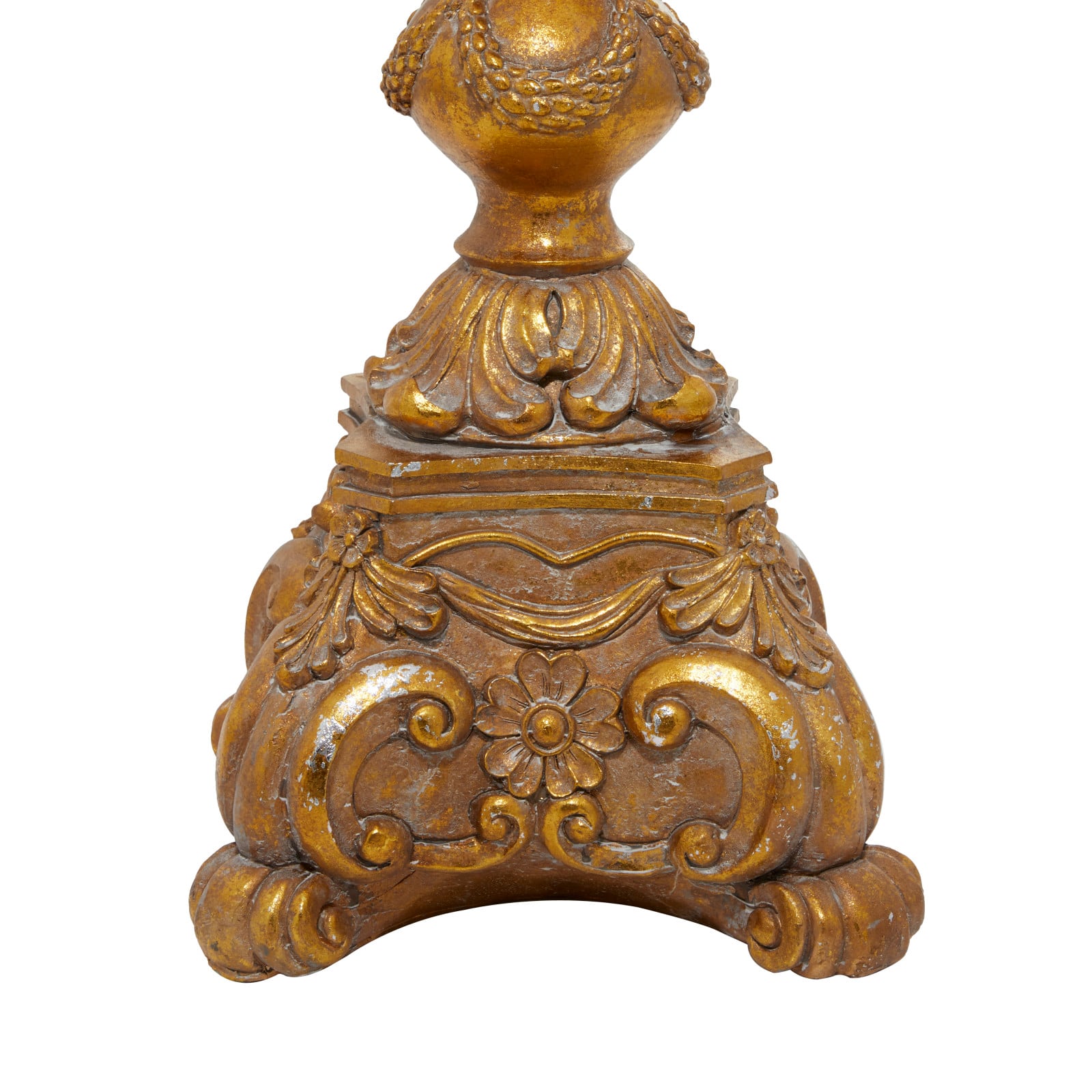 22" Gold Polystone Rustic Candlestick Holder