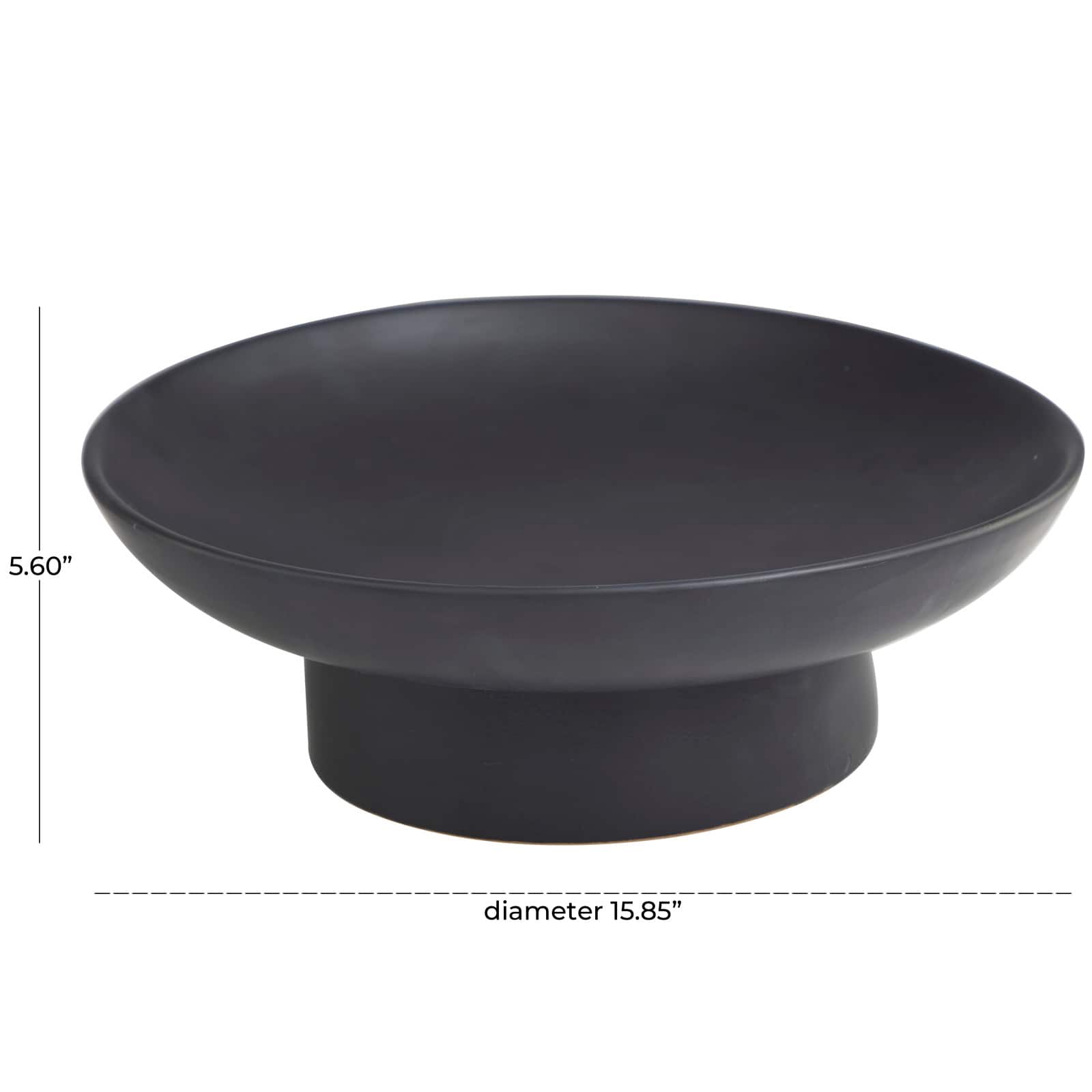 16&#x22; Matte Black Decorative Ceramic Tabletop Bowl