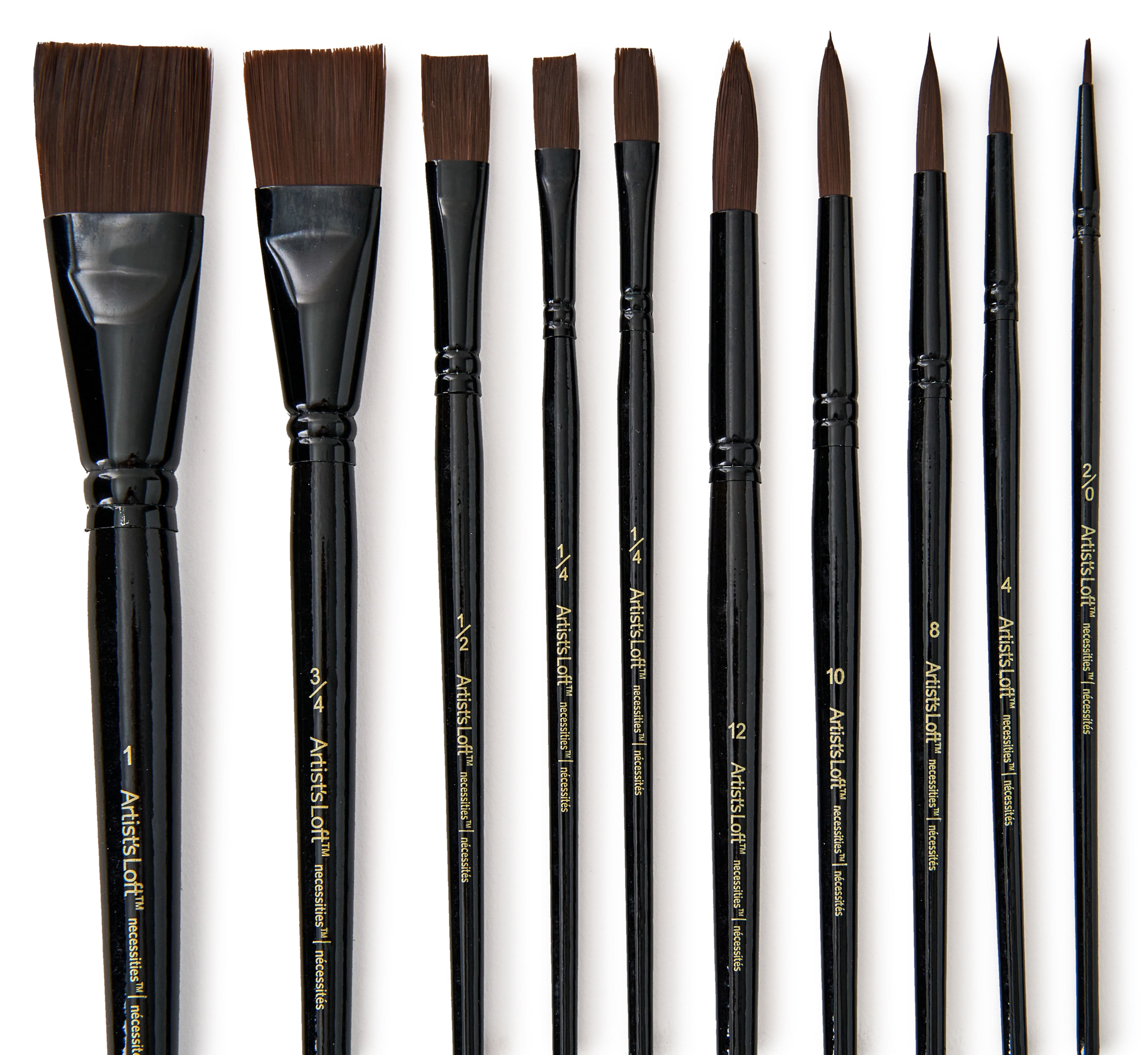 12 Packs: 10 ct. (120 total) Necessities&#x2122; Brown Synthetic Watercolor Brush Set by Artist&#x27;s Loft&#x2122;