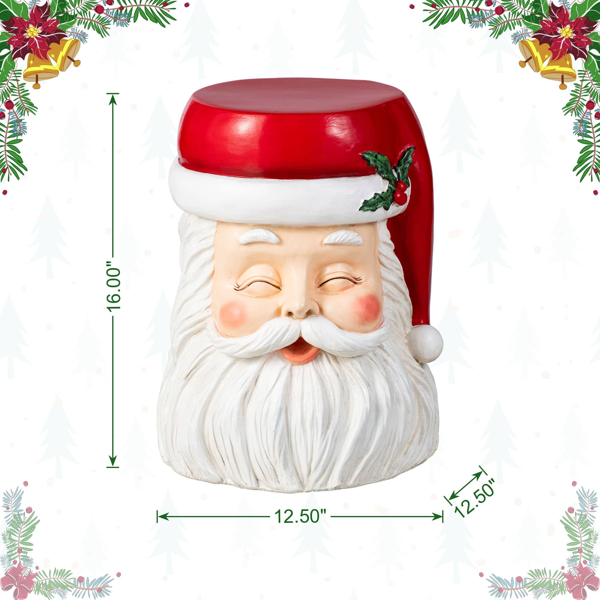 Glitzhome&#xAE; 16&#x22;H Christmas MGO Santa Stool or Accent Table