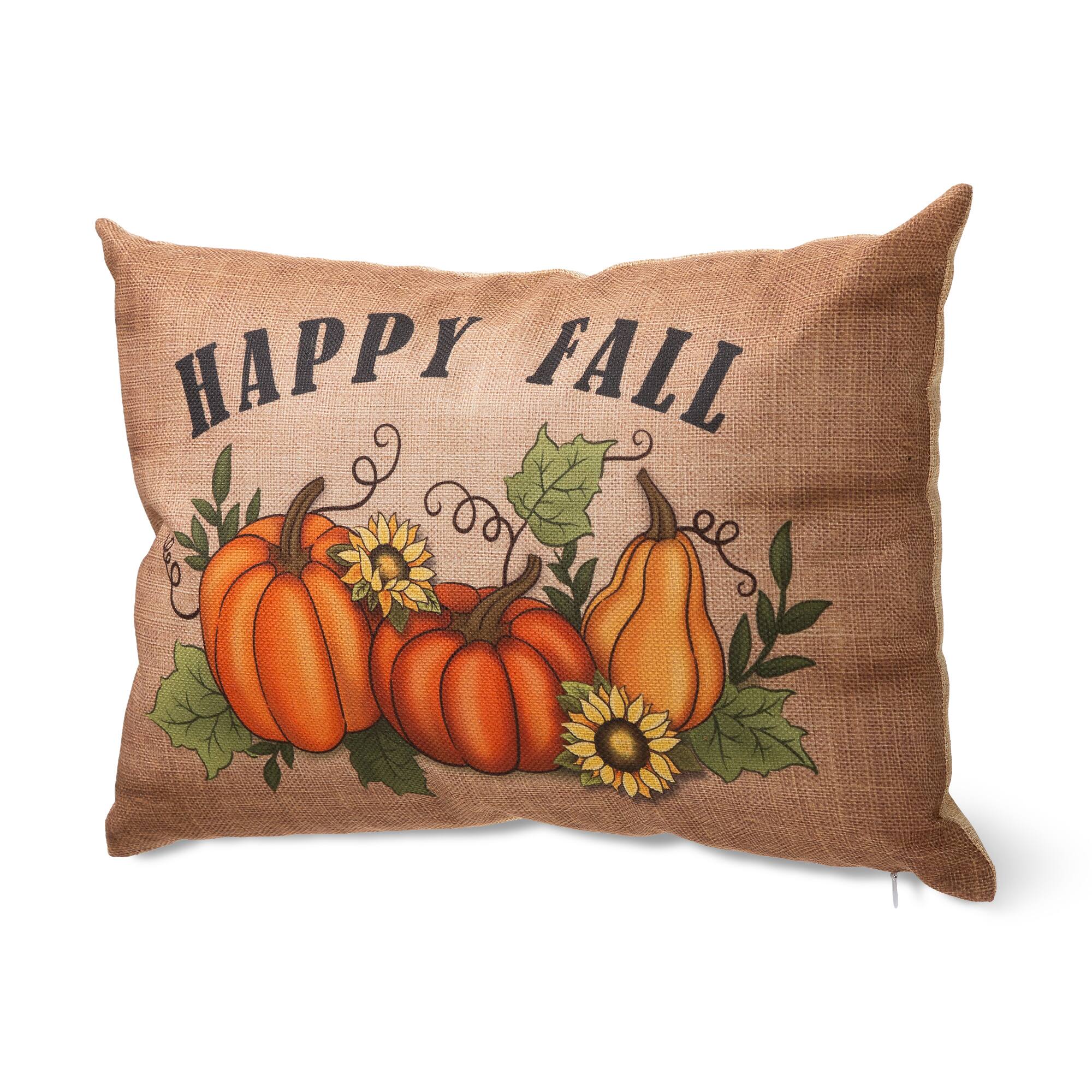 Glitzhome&#xAE; Faux Burlap Fall Pumpkin Pillow
