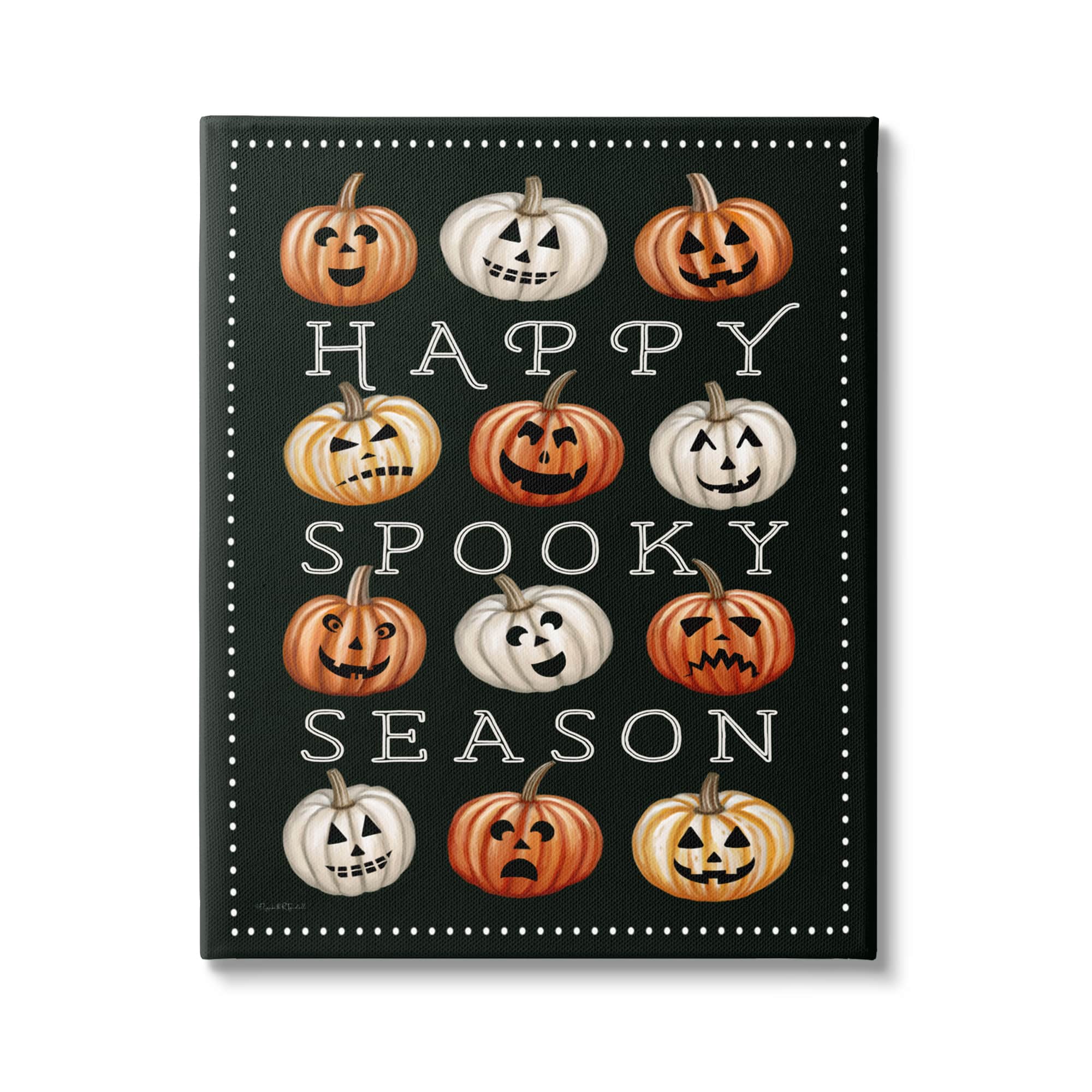 Stupell Industries Happy Spooky Season Pumpkins Canvas Wall Art