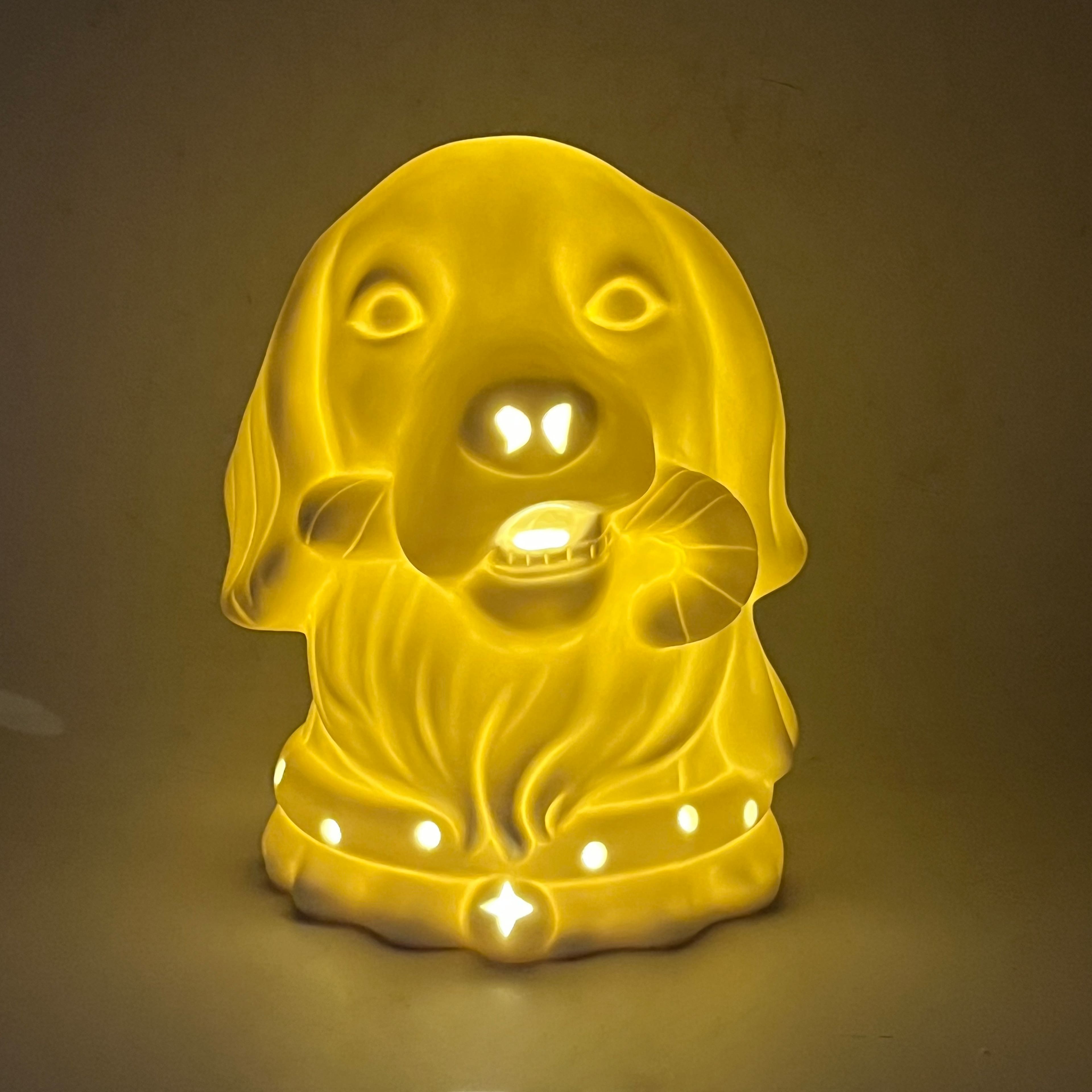 7.25&#x22; LED DIY Ceramic Dog with a Candy Cane D&#xE9;cor by Make Market&#xAE;