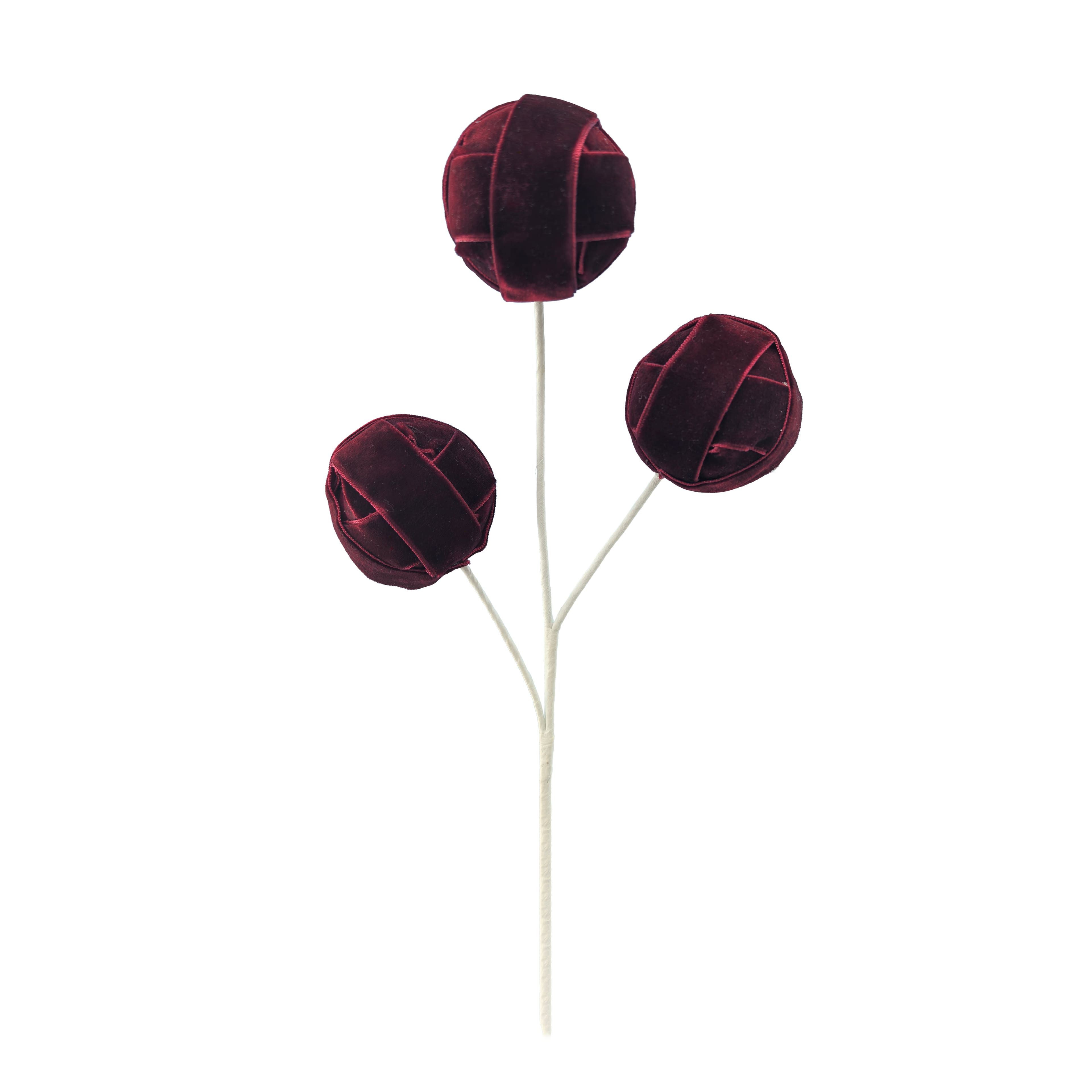 11&#x22; Burgundy Velvet Twine Ball Trio Pick by Ashland&#xAE;