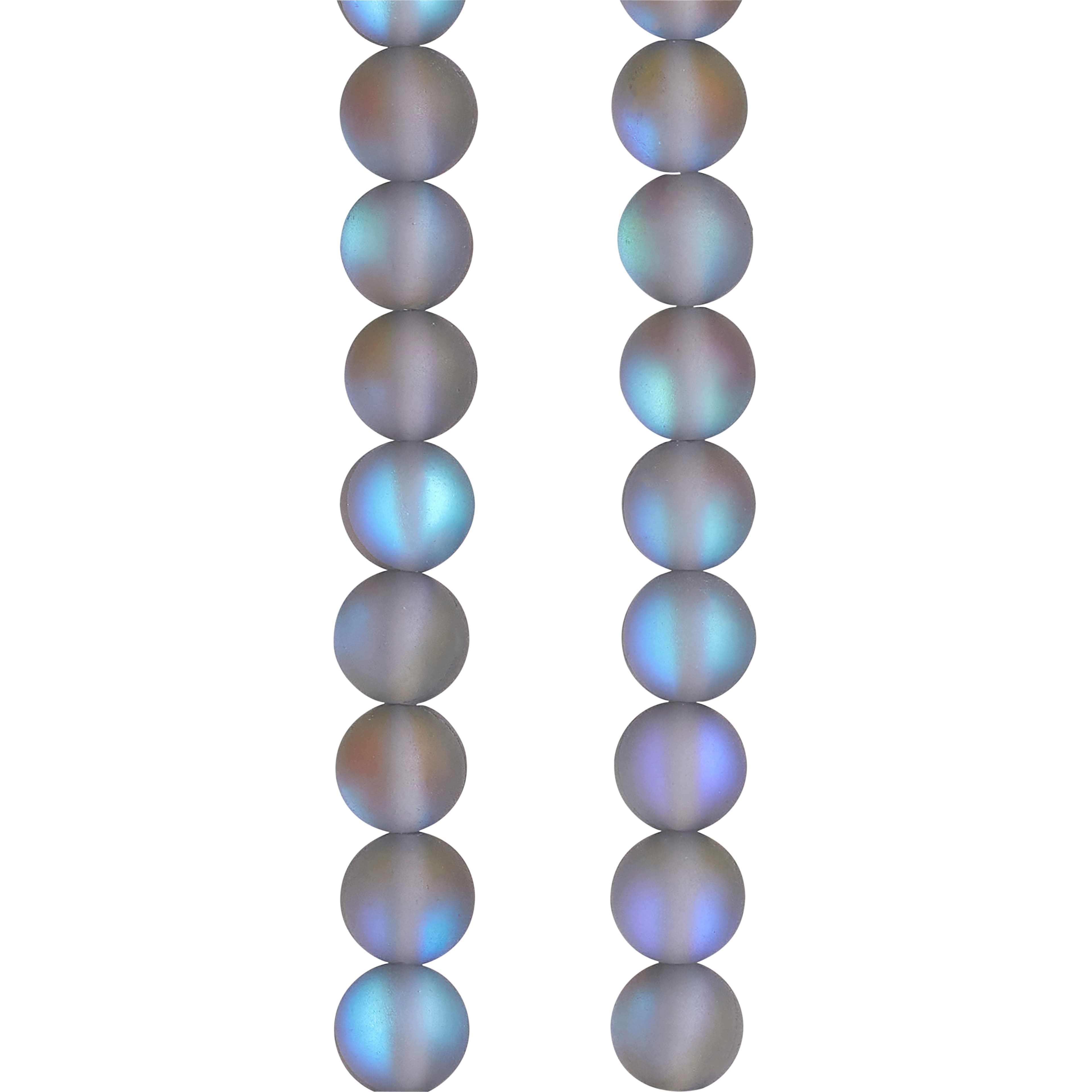 Perles rondes en verre gris clair mat, 6 mm de Bead Landing