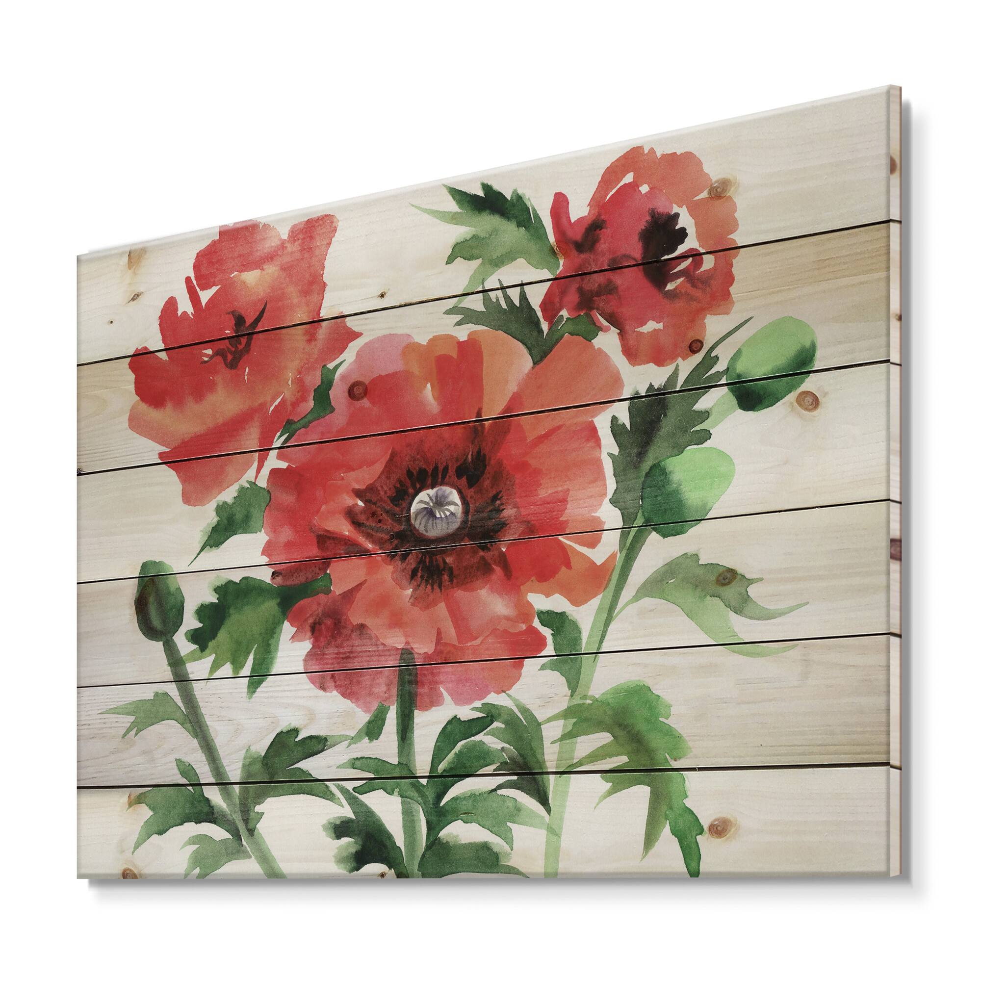 Designart - Vintage Red Poppies II