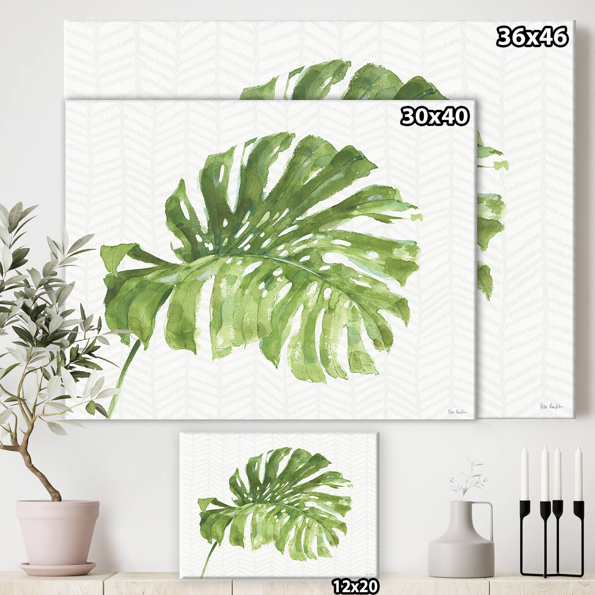 Designart - Mixed Botanical Green Leaves V - Cottage Canvas Art